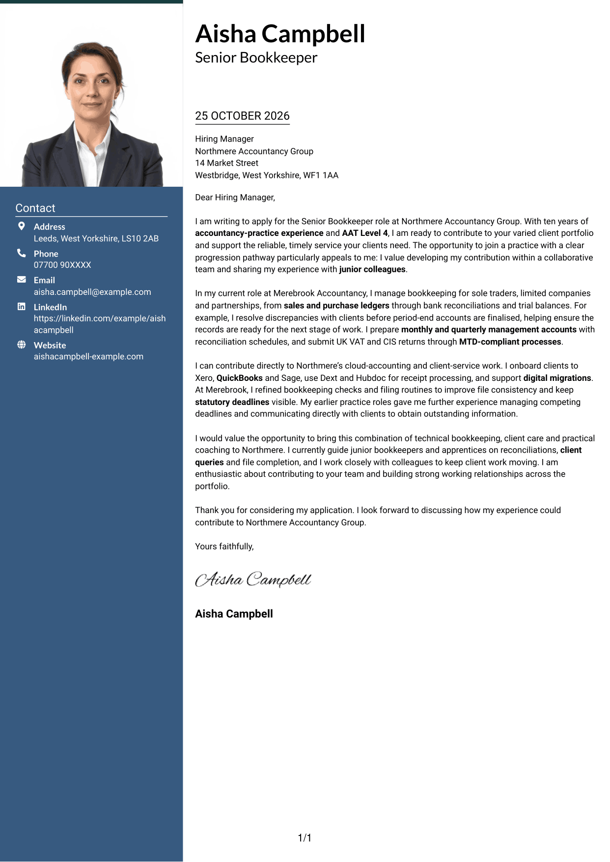 Cover letter example — page 1