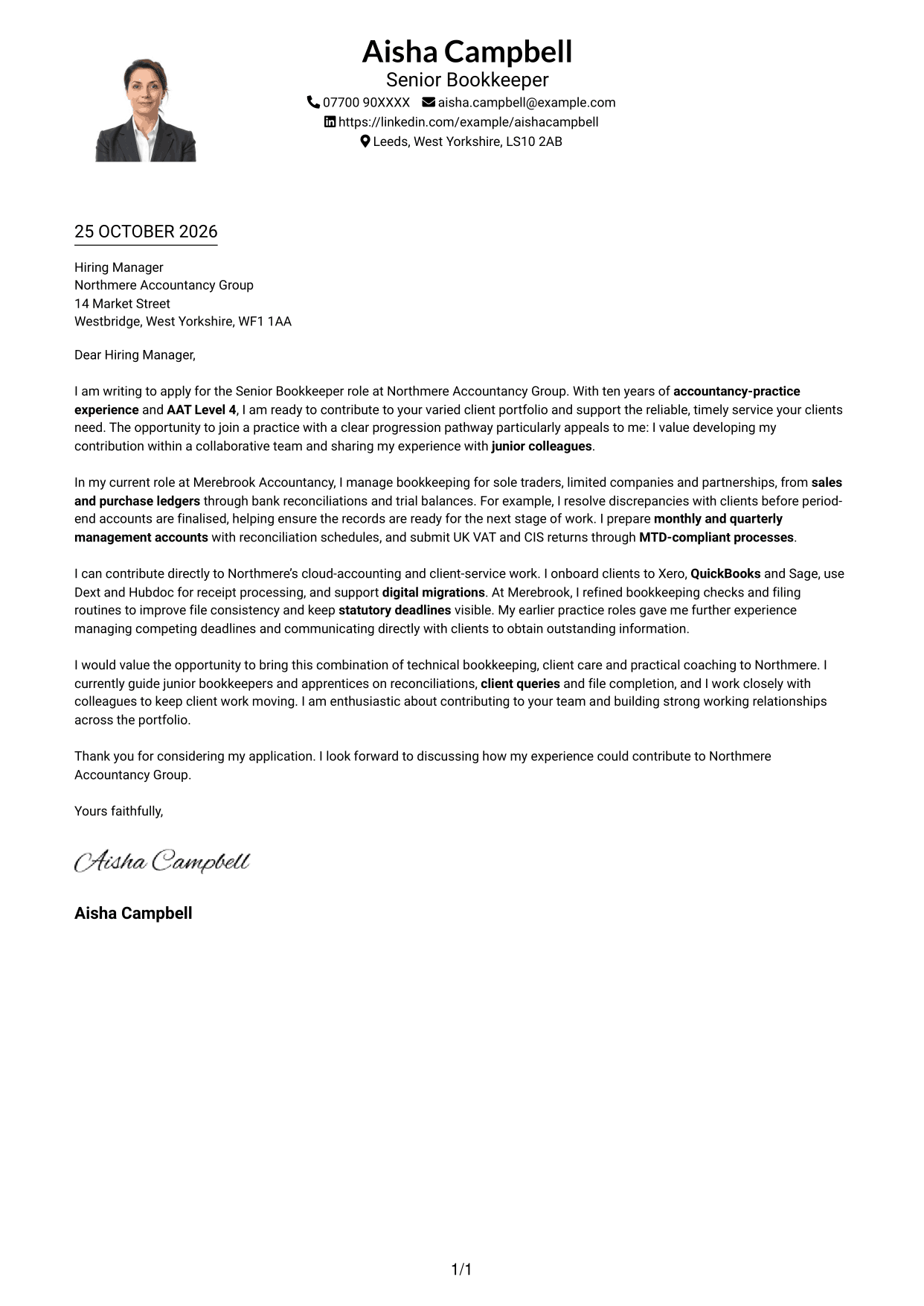 Cover letter example — page 1