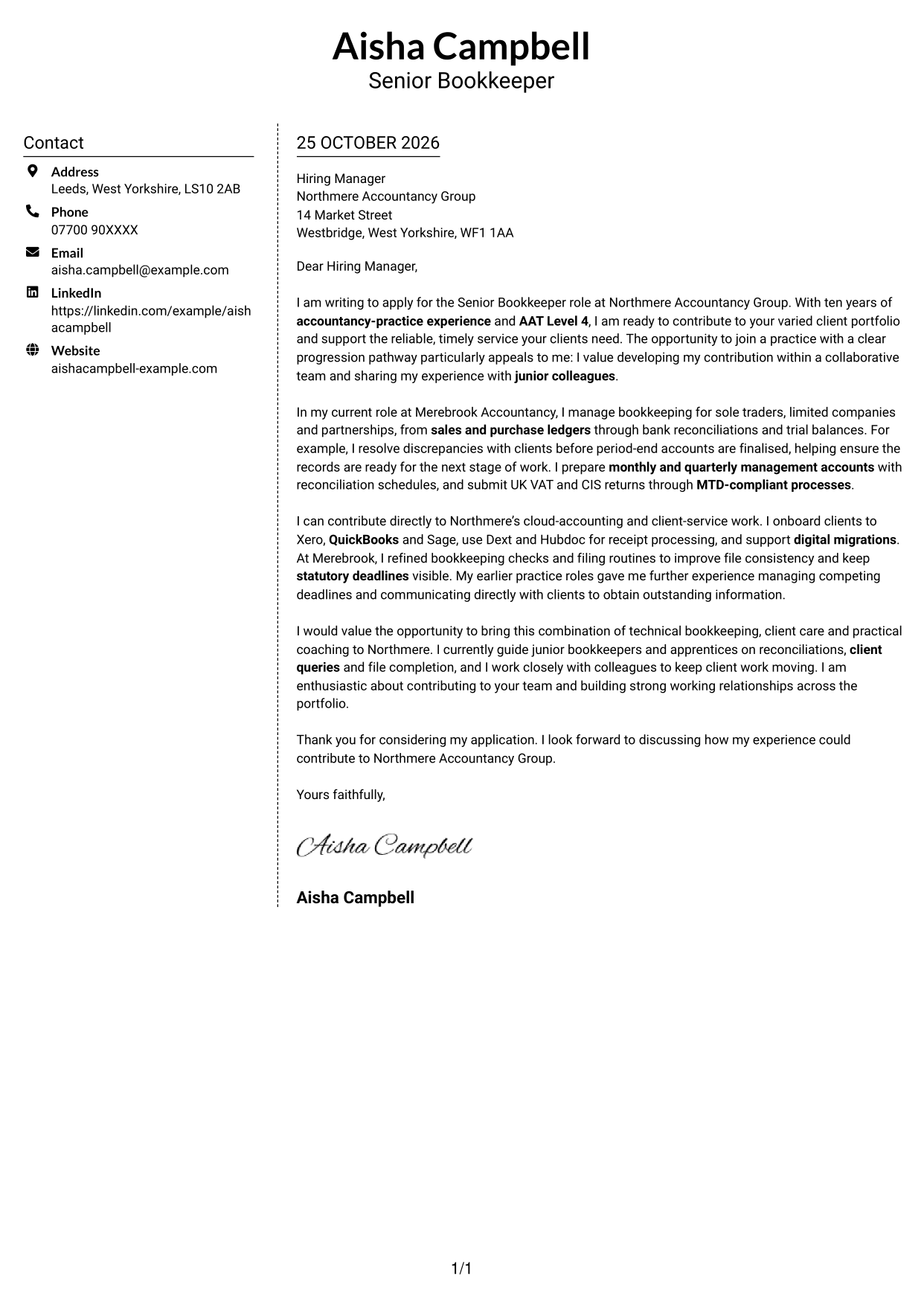 Cover letter example — page 1