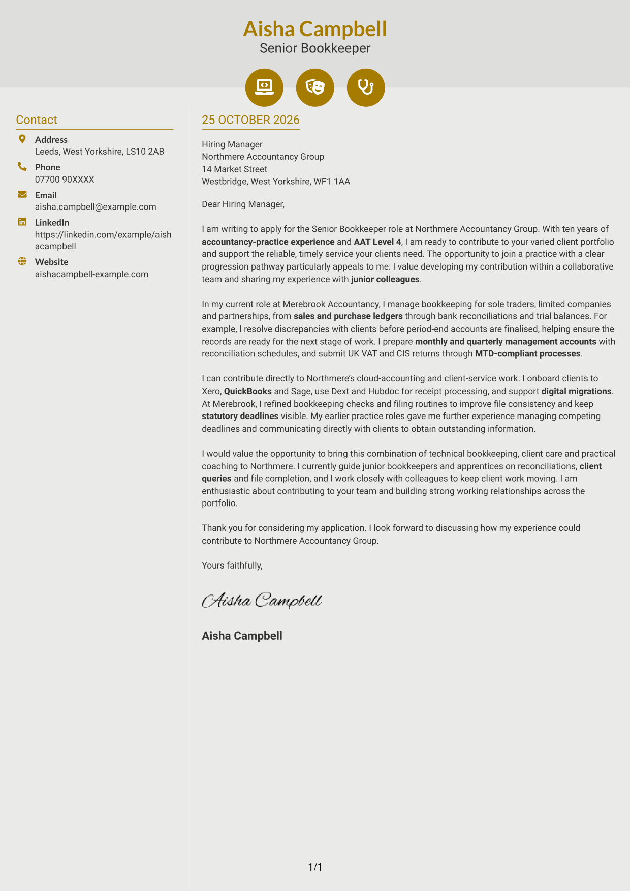 Cover letter example — page 1