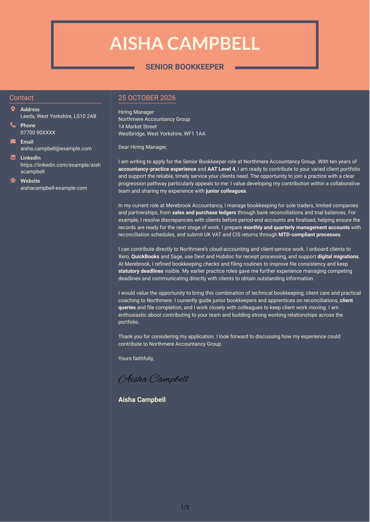 Cover letter example — page 1
