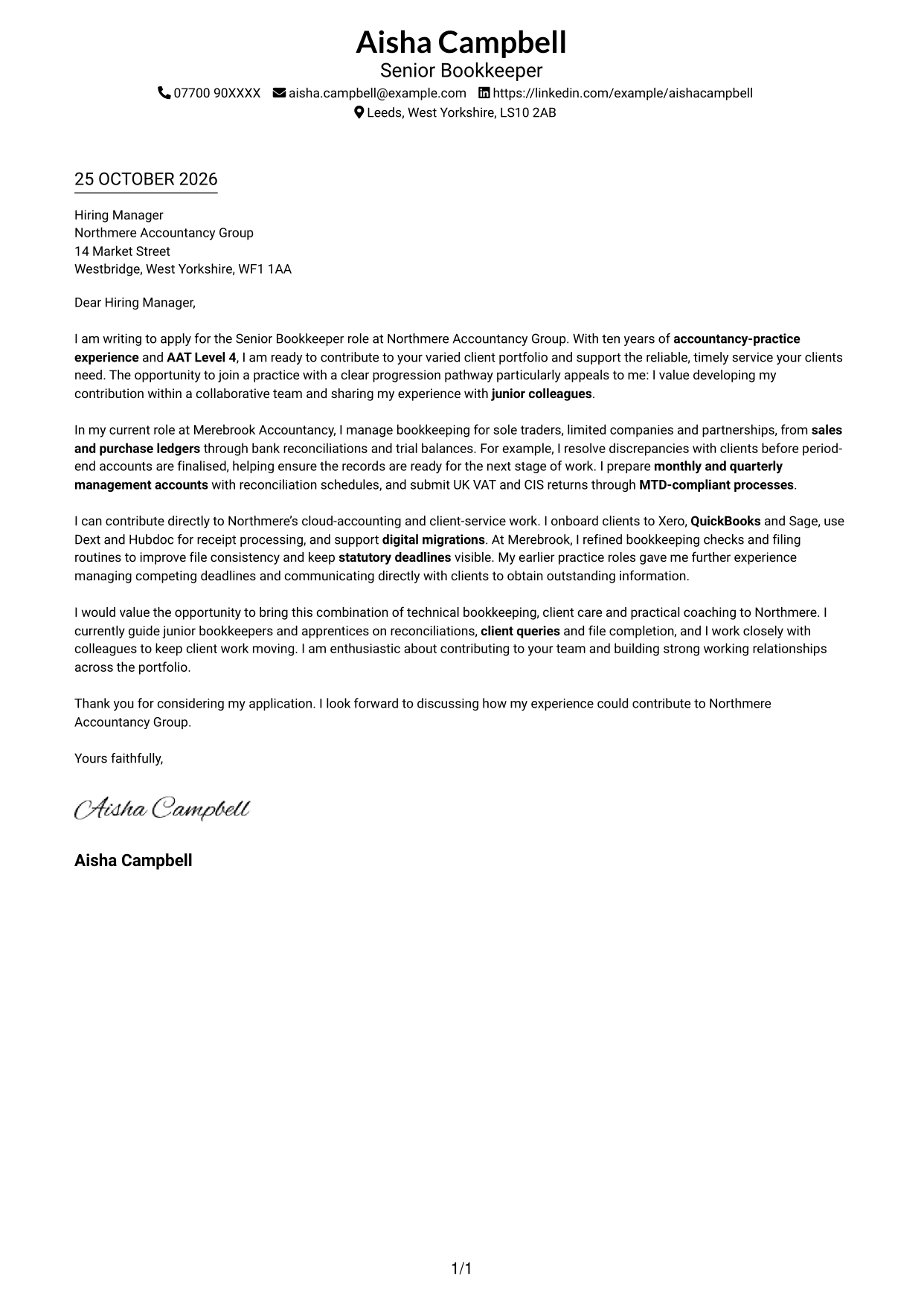 Cover letter example — page 1
