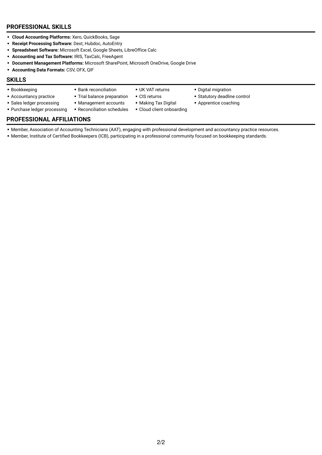 CV example — page 2