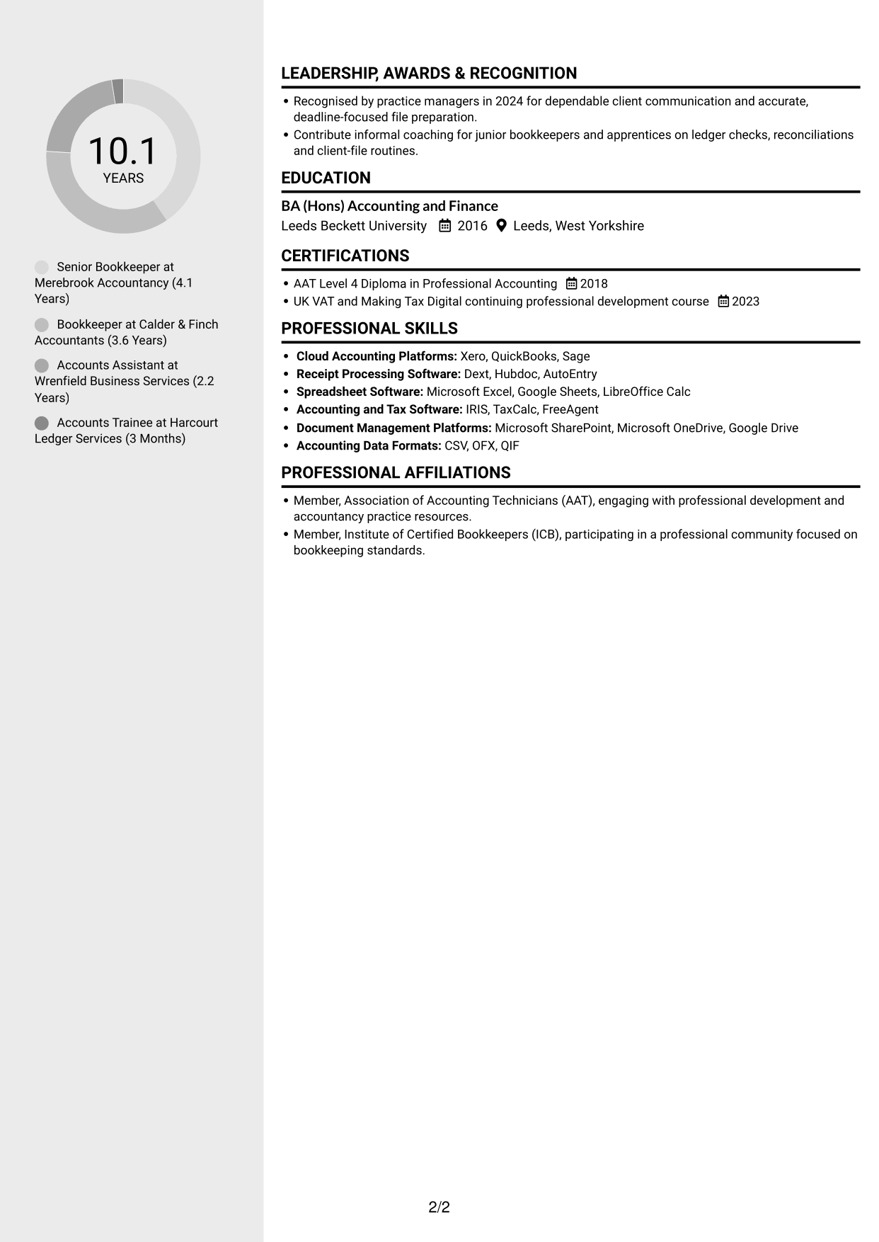 CV example — page 2