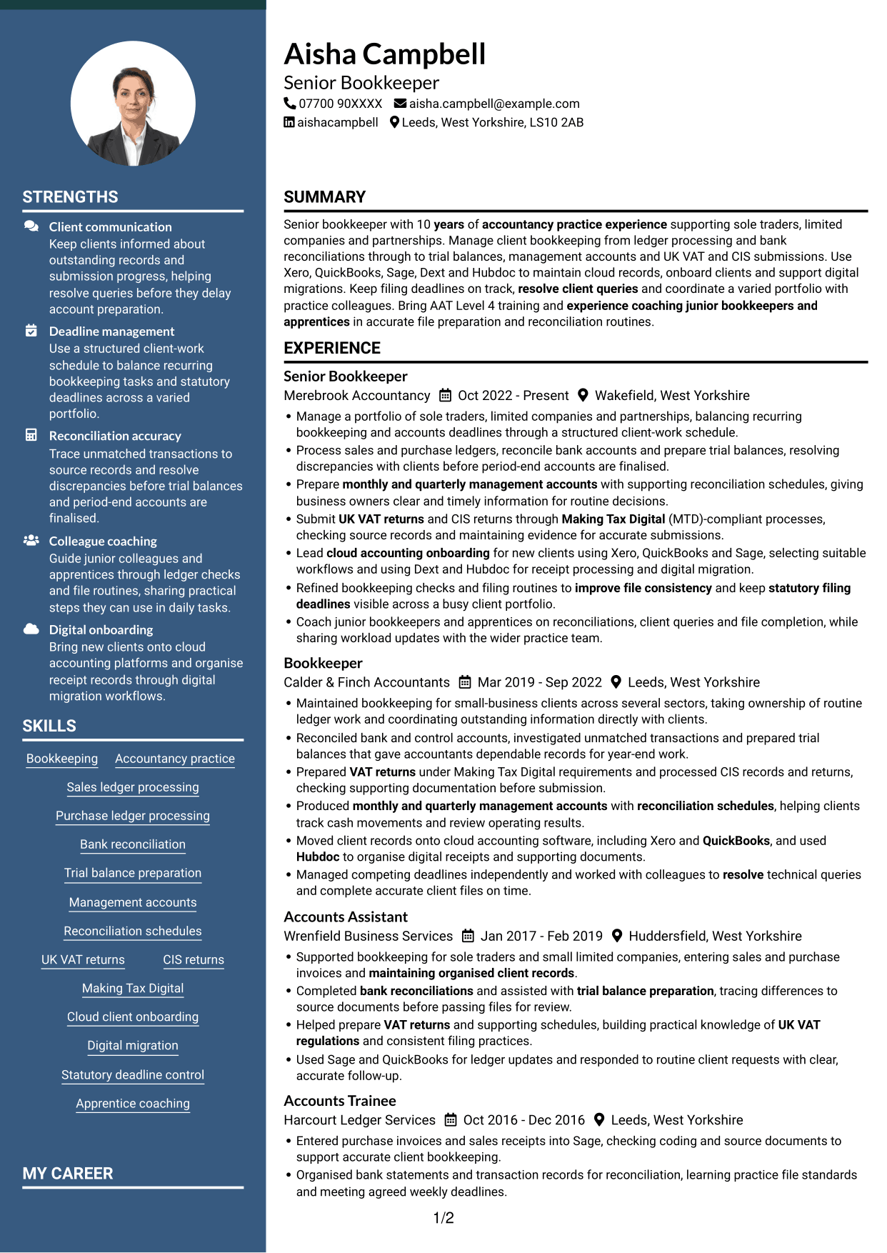 CV example — page 1
