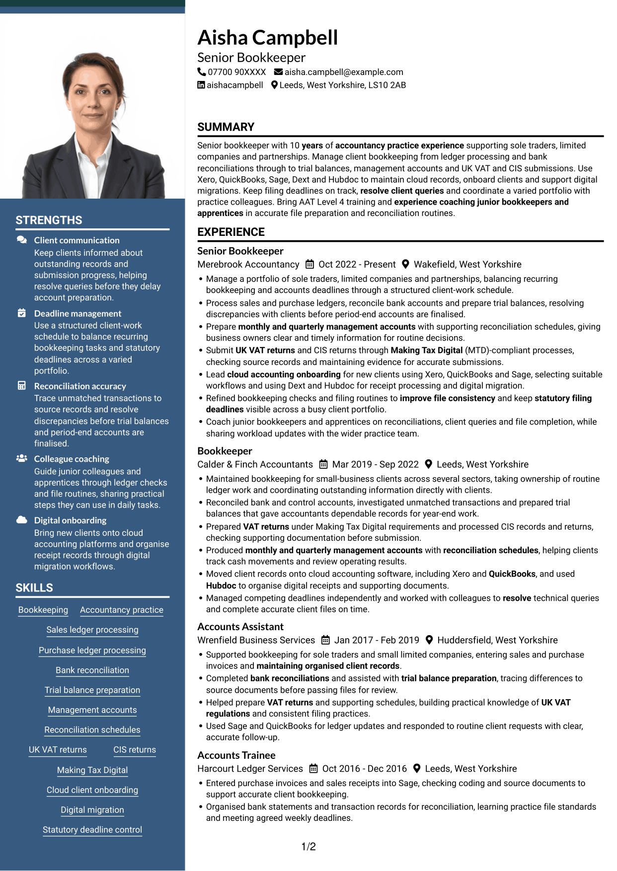 CV example — page 1