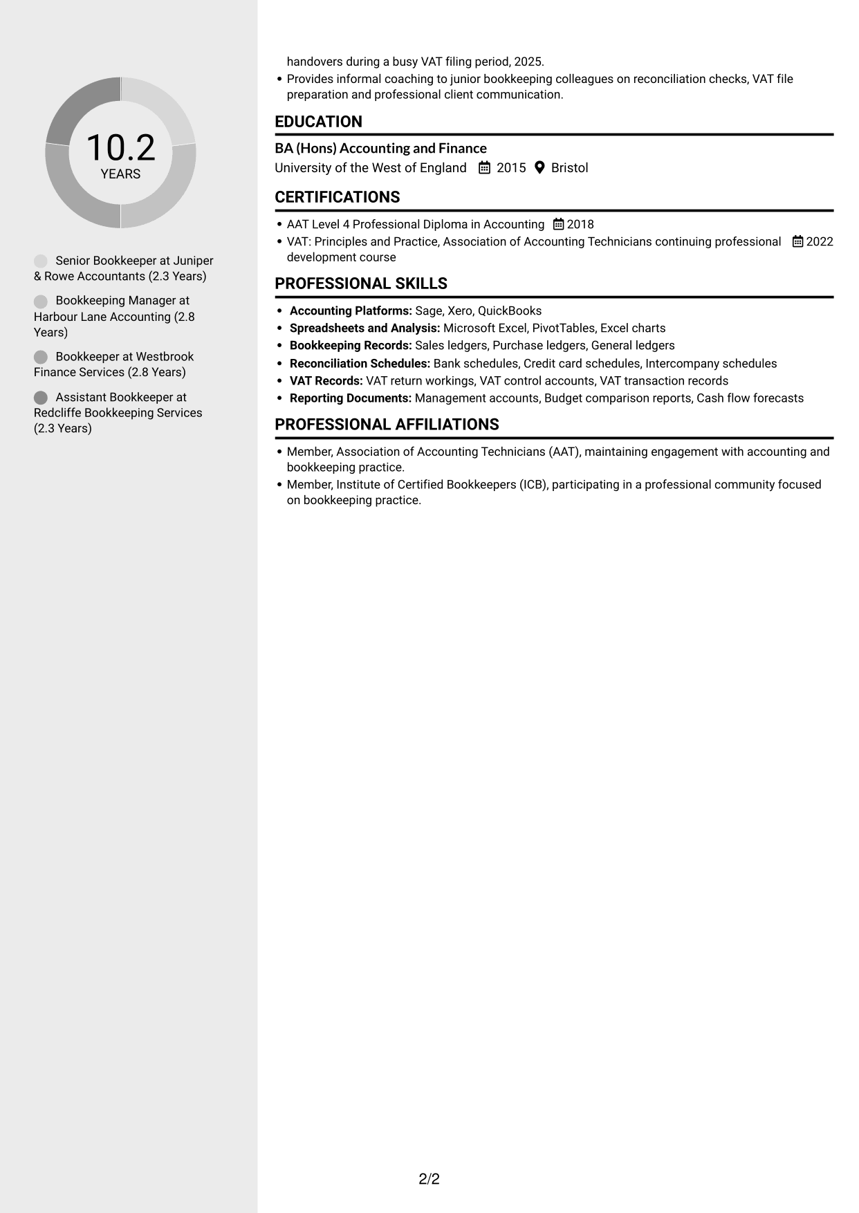CV example — page 2