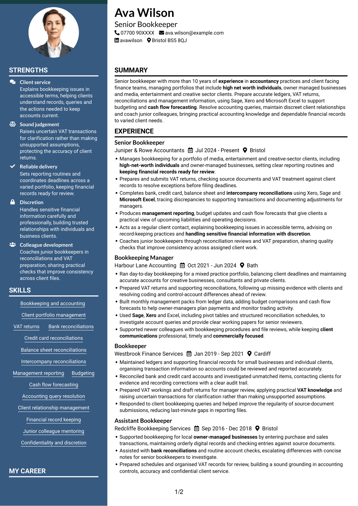 CV example — page 1