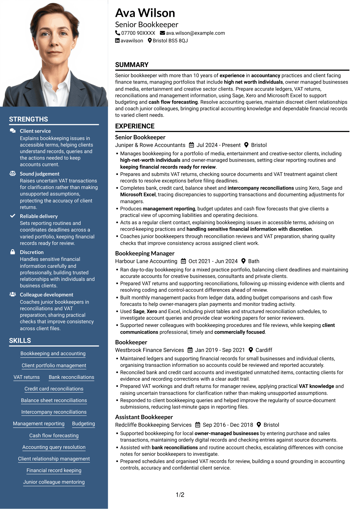 CV example — page 1