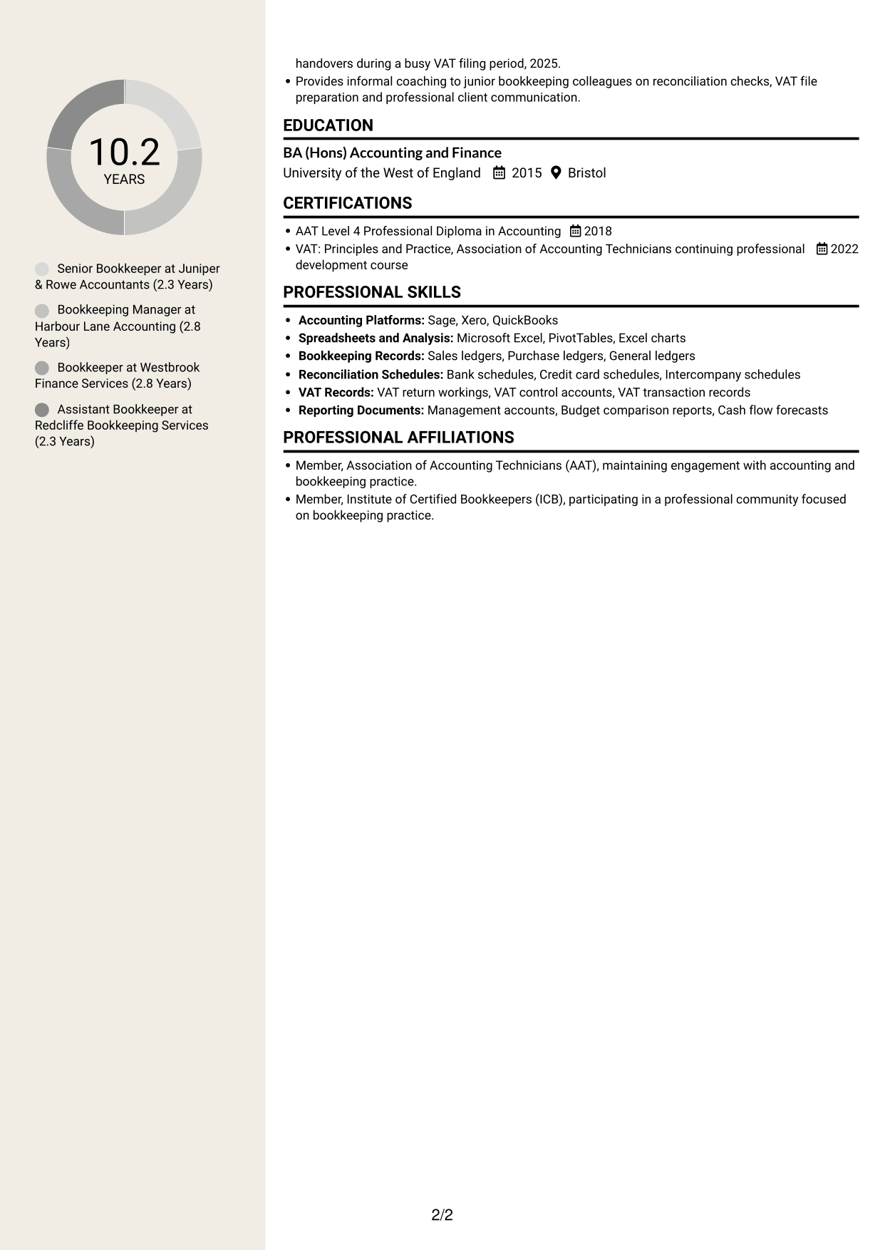 CV example — page 2