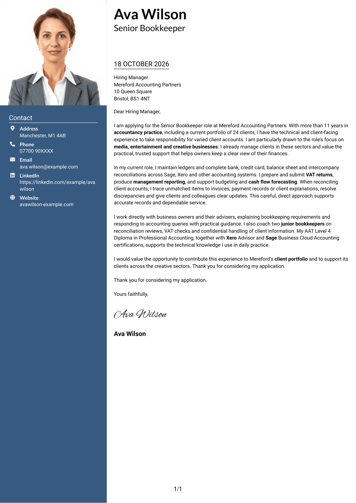 Cover letter example — page 1