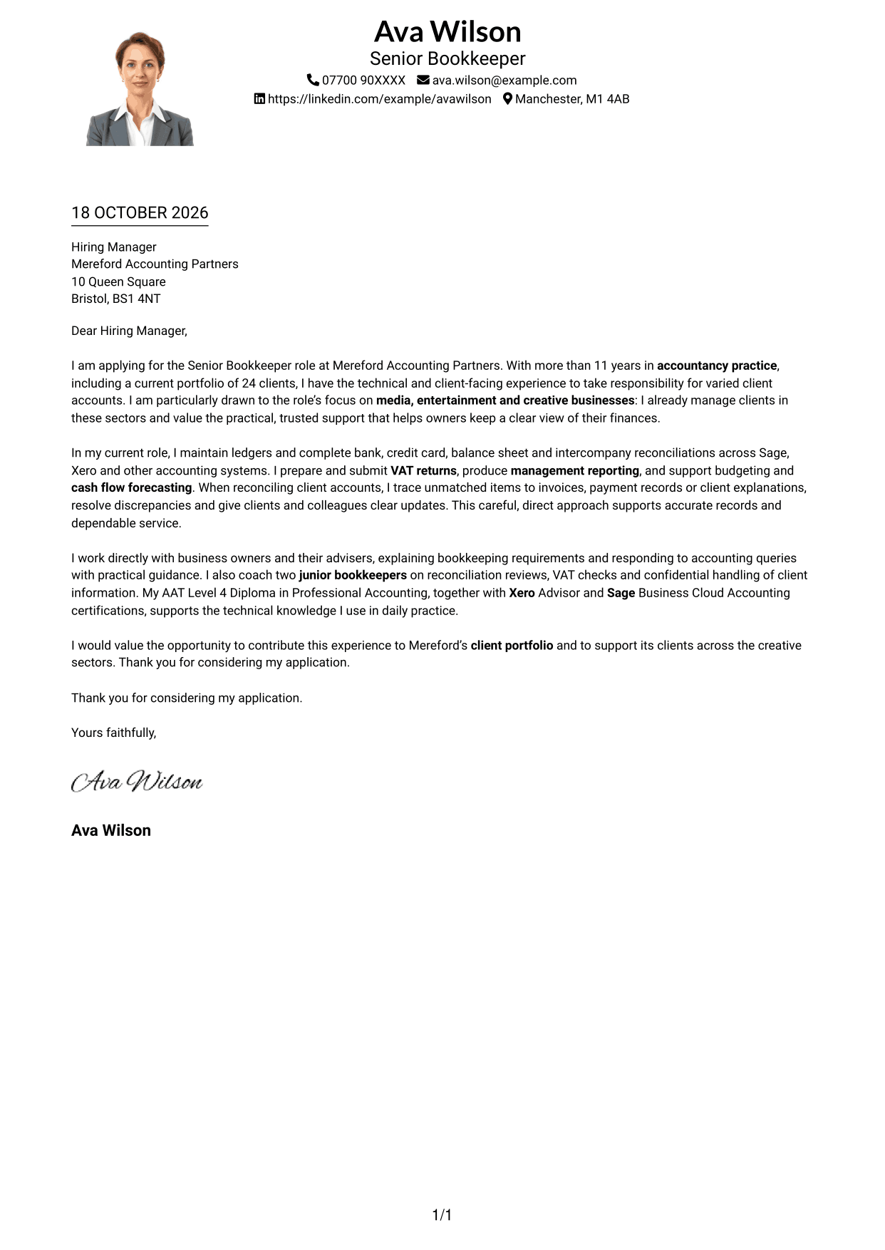 Cover letter example — page 1