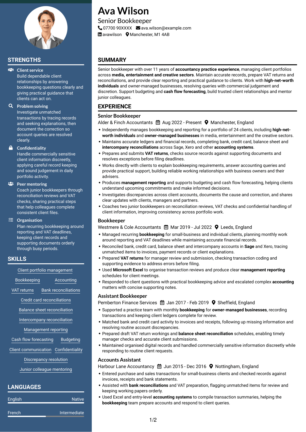 CV example — page 1