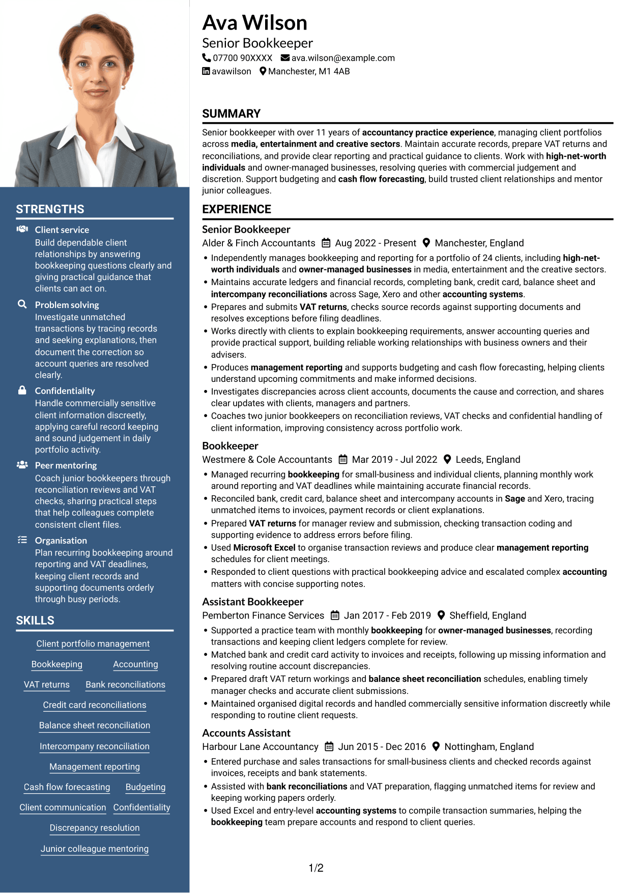 CV example — page 1
