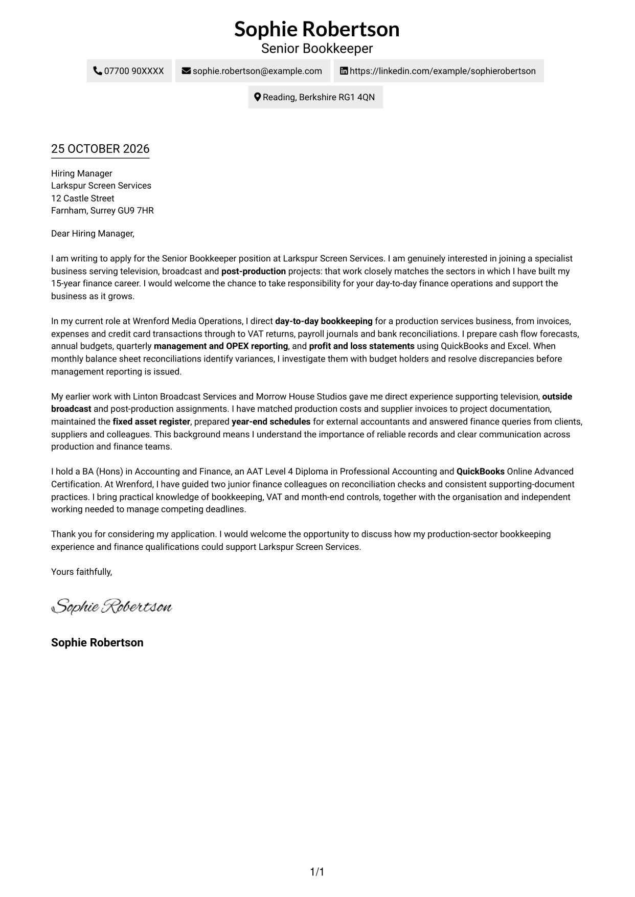 Cover letter example — page 1
