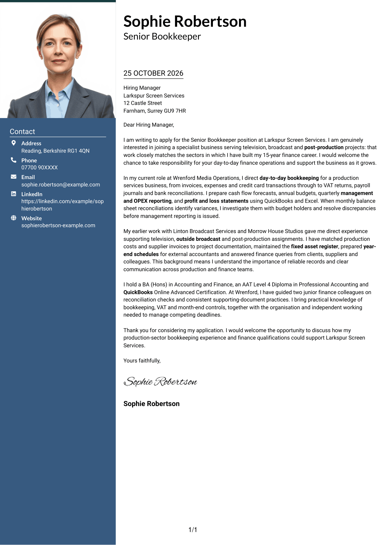 Cover letter example — page 1