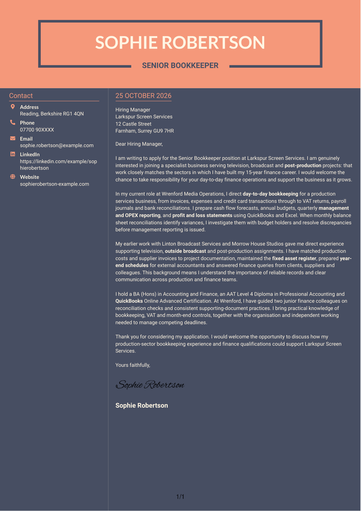Cover letter example — page 1