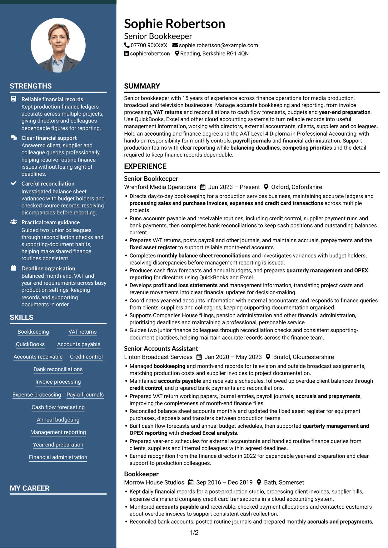 CV example — page 1