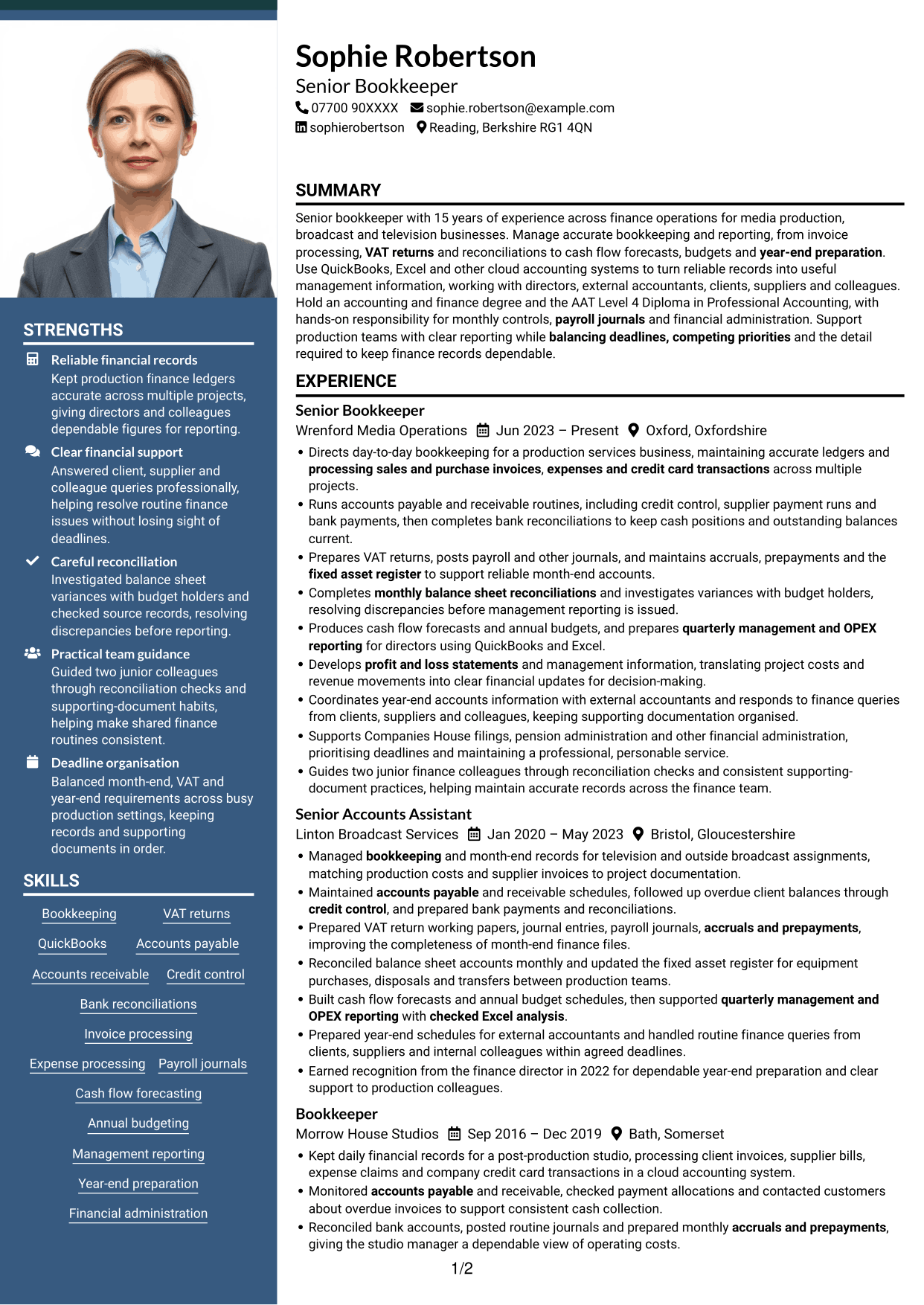 CV example — page 1