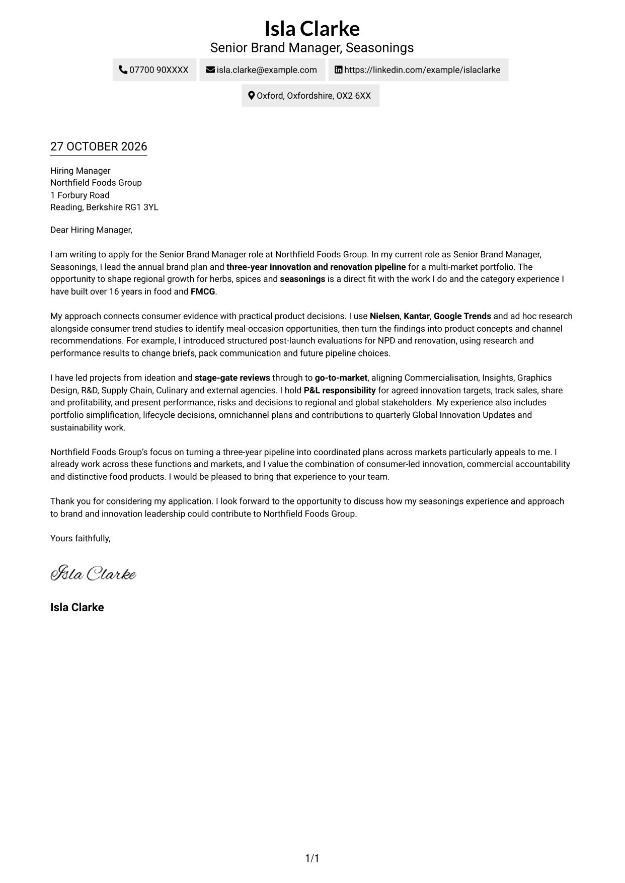Cover letter example — page 1