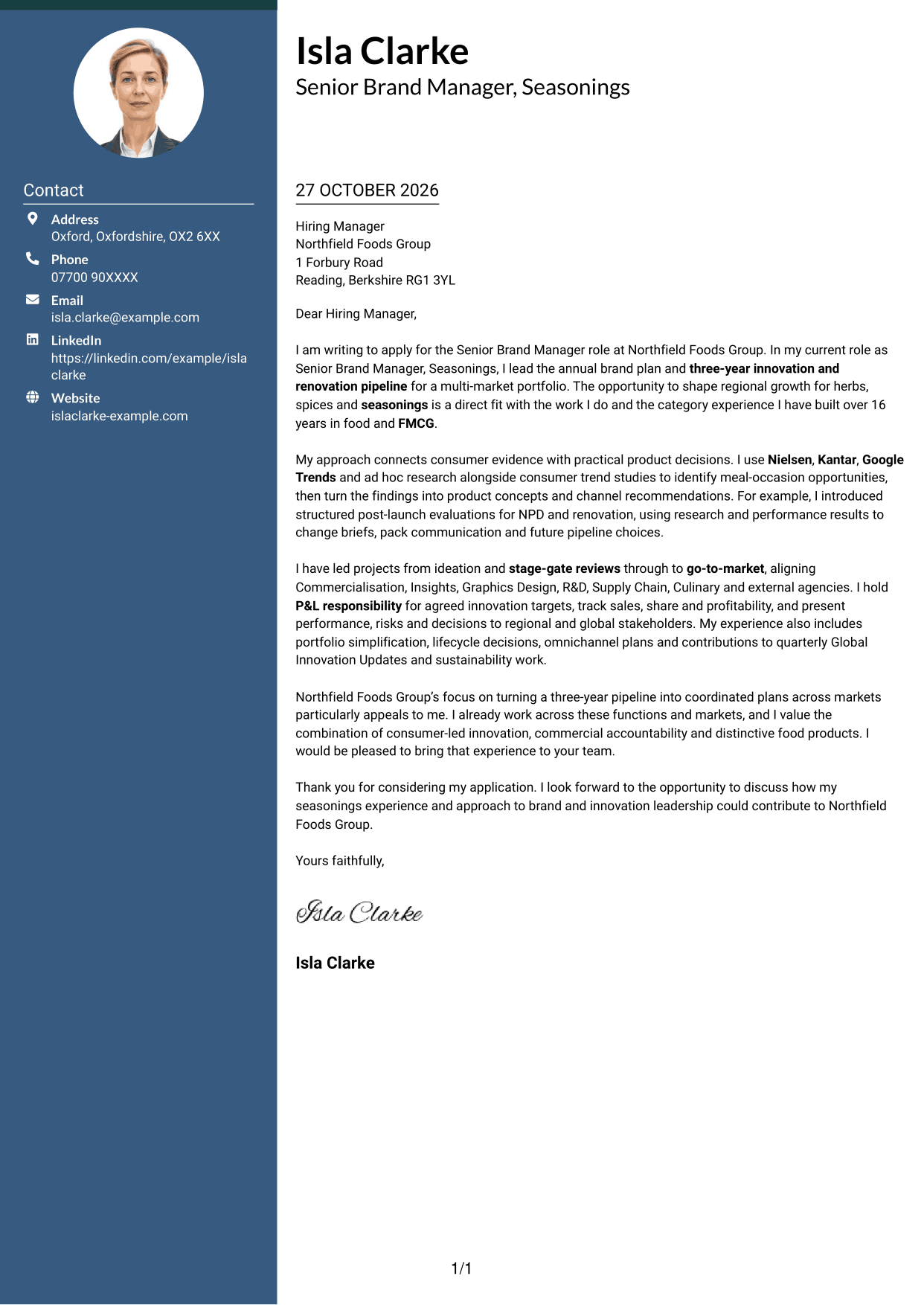 Cover letter example — page 1