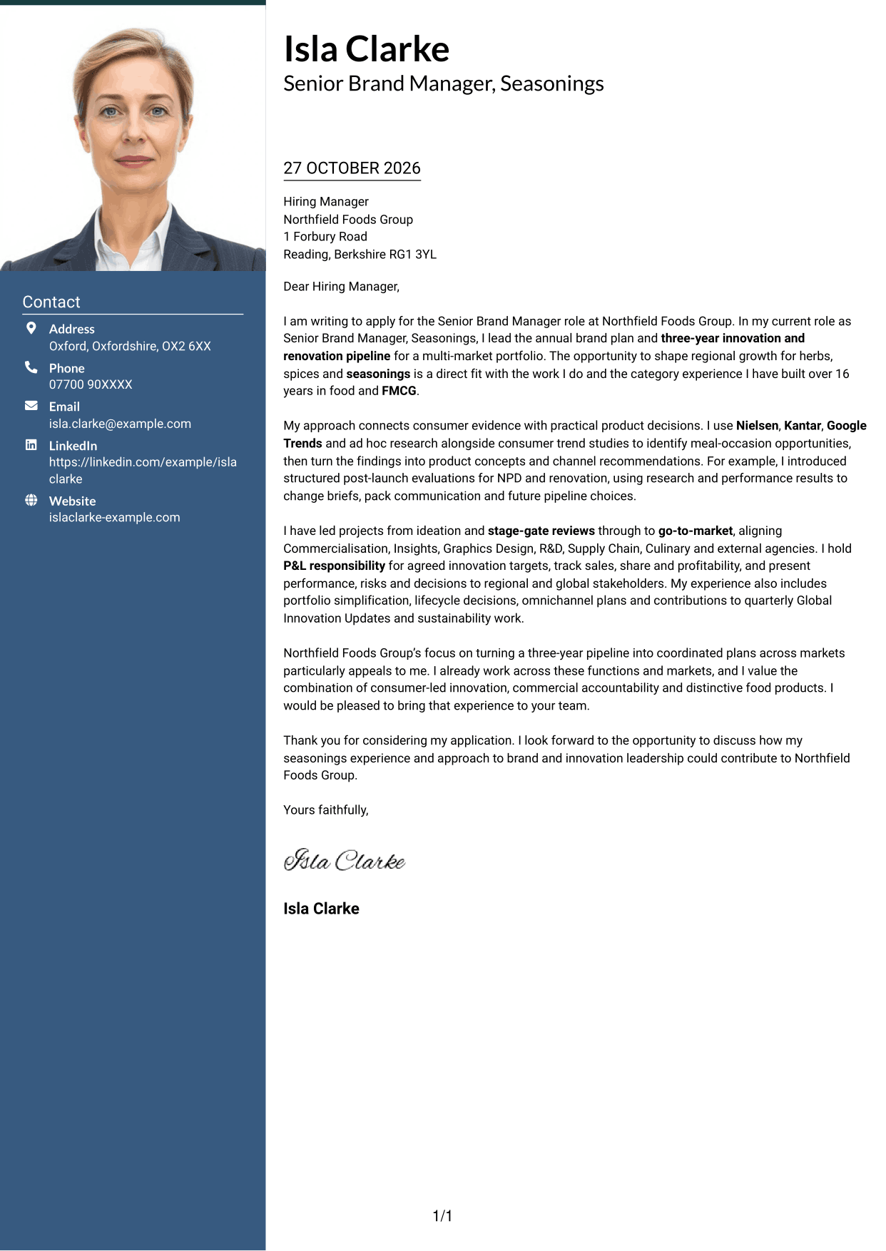 Cover letter example — page 1