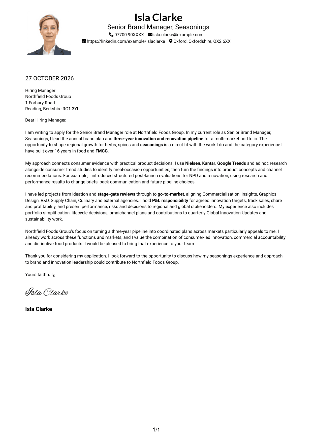 Cover letter example — page 1