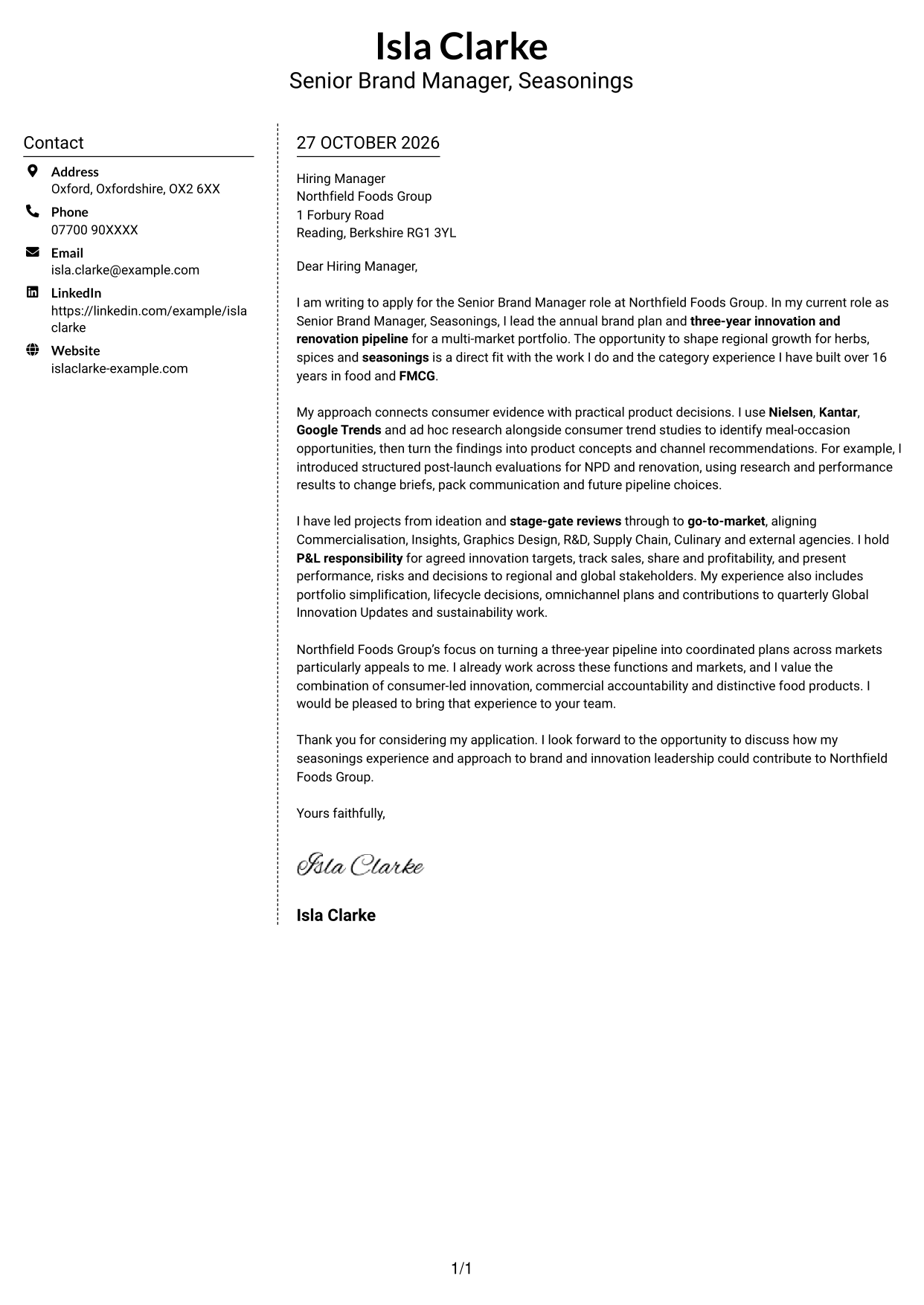 Cover letter example — page 1
