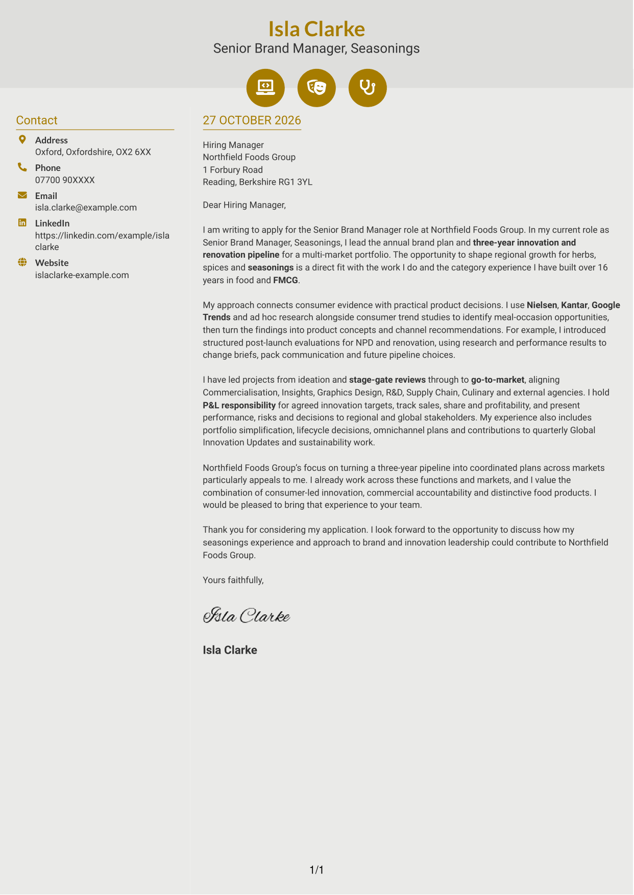 Cover letter example — page 1