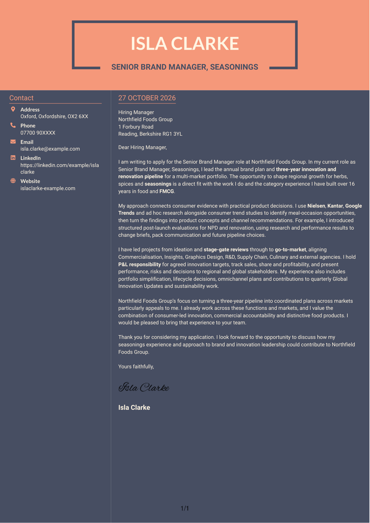 Cover letter example — page 1