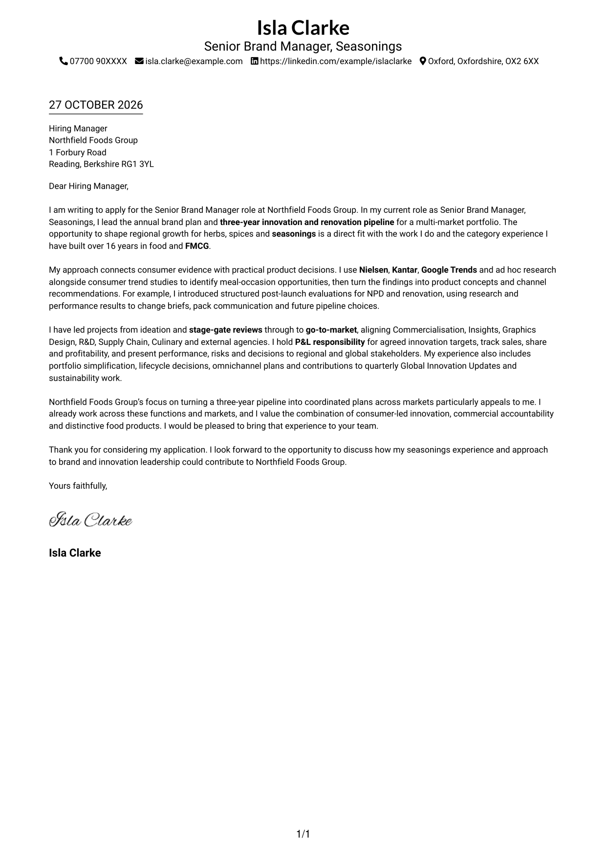 Cover letter example — page 1