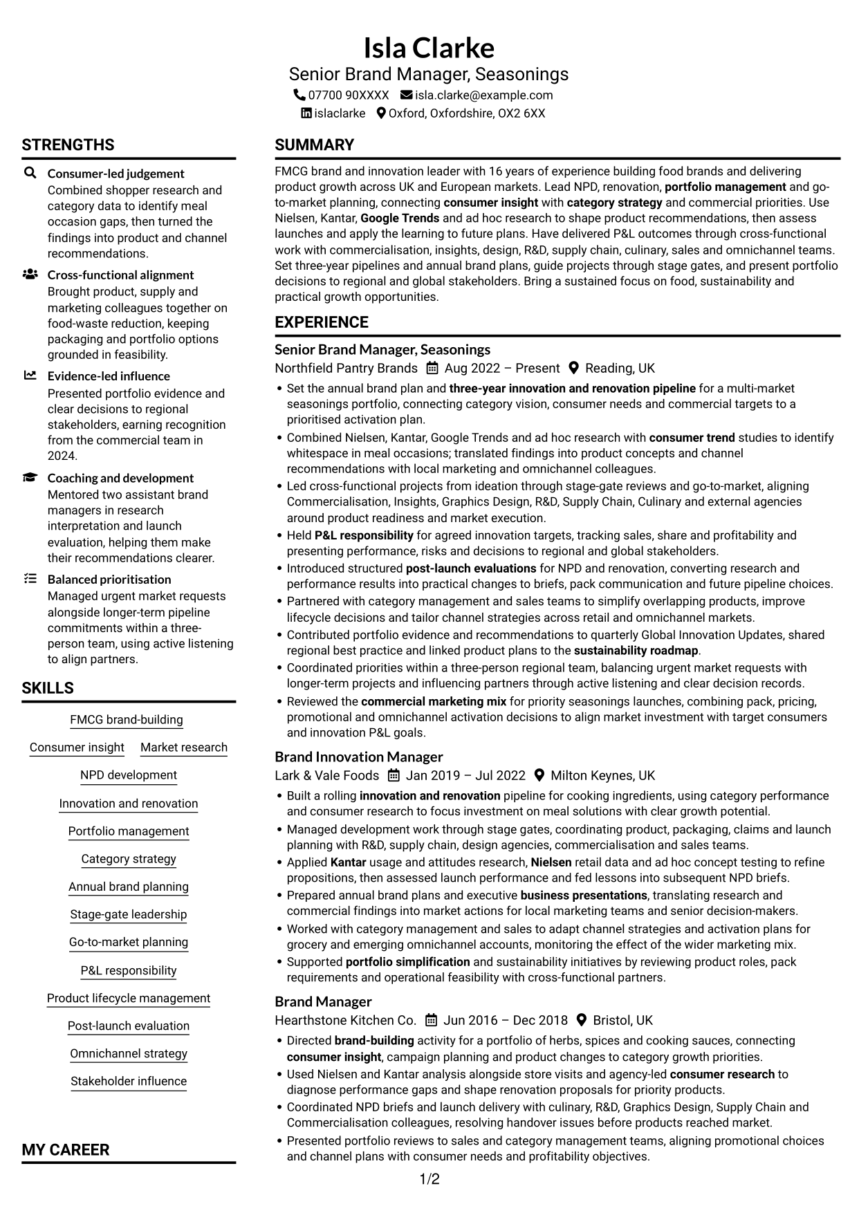 CV example — page 1