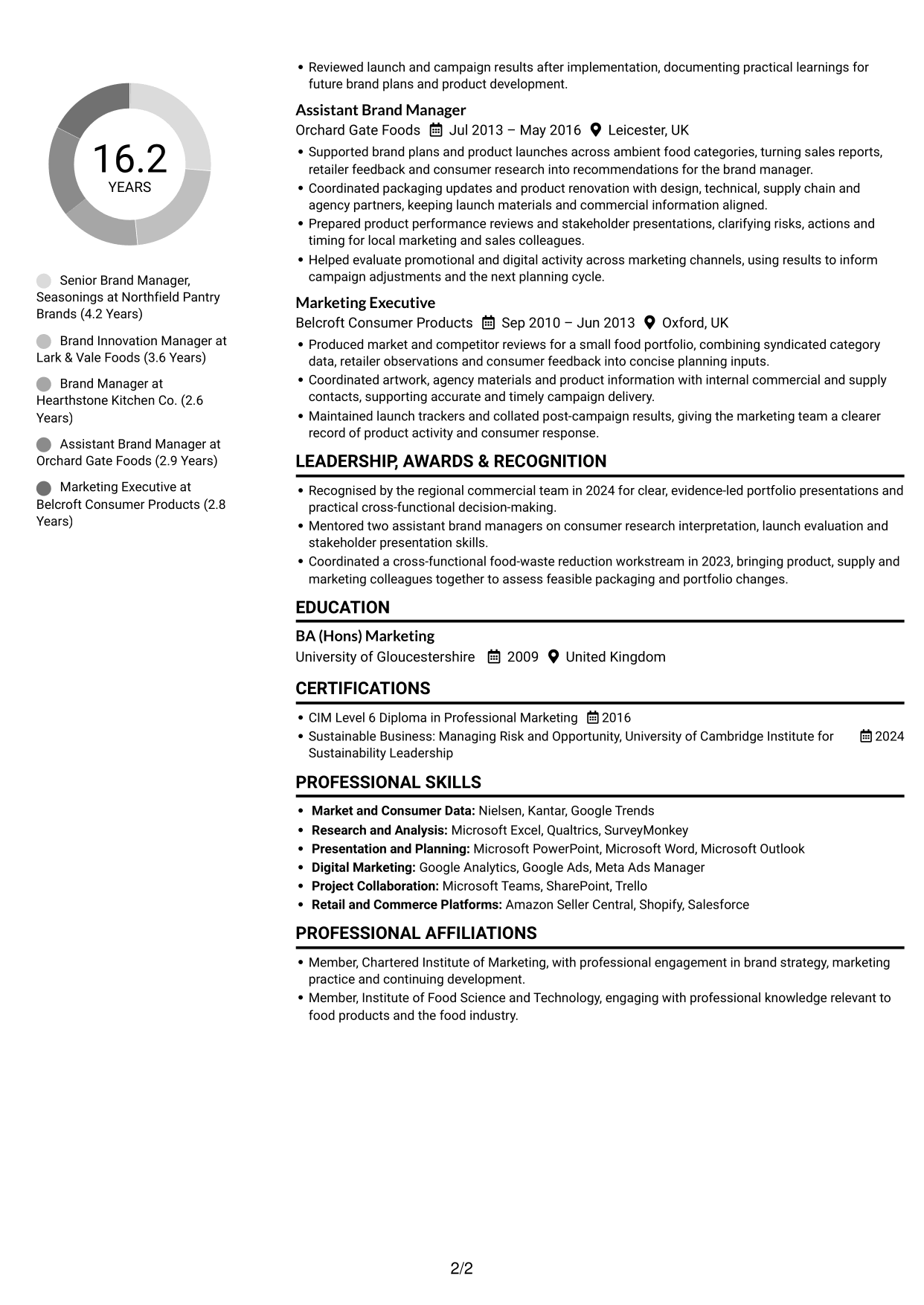CV example — page 2