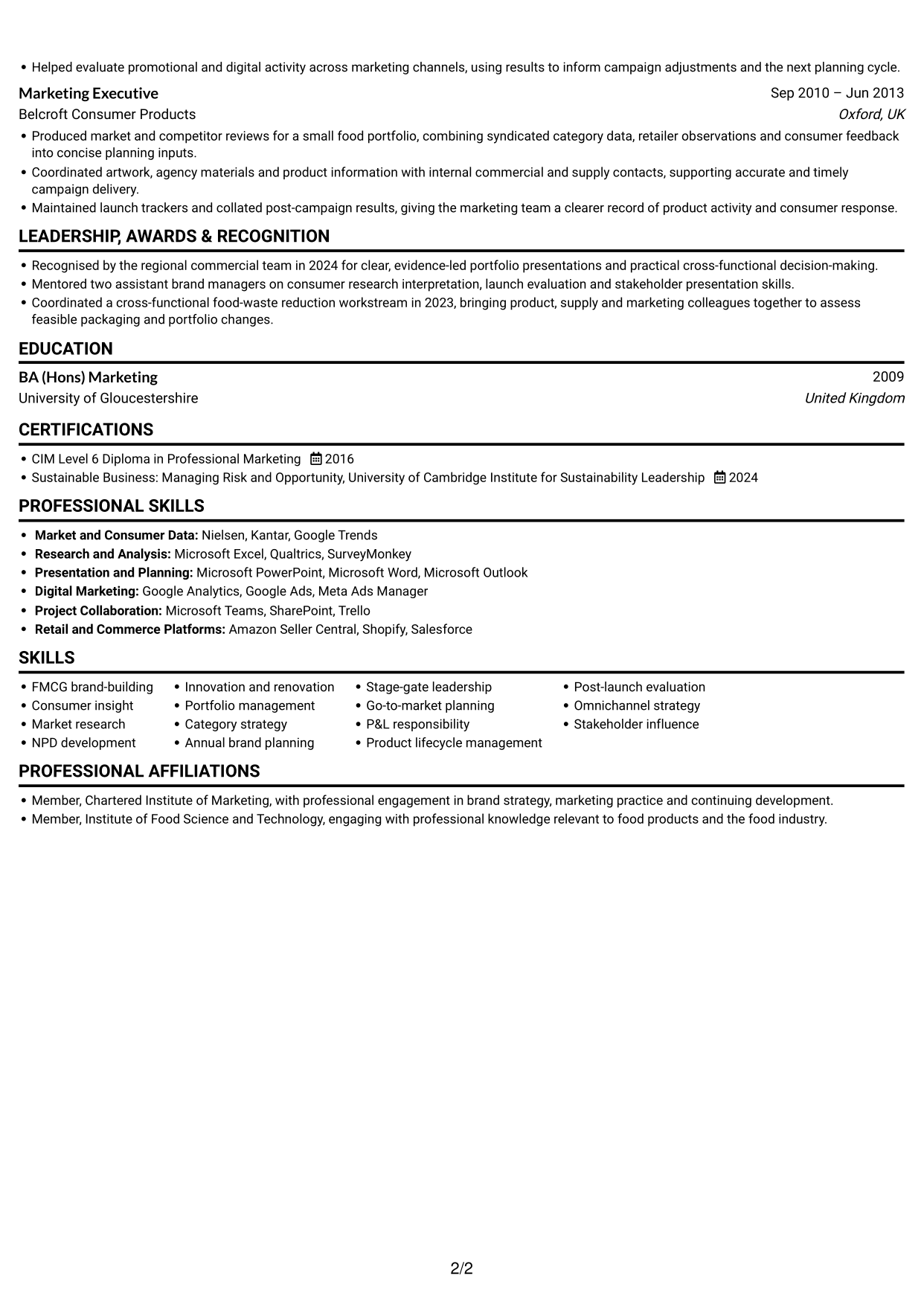 CV example — page 2