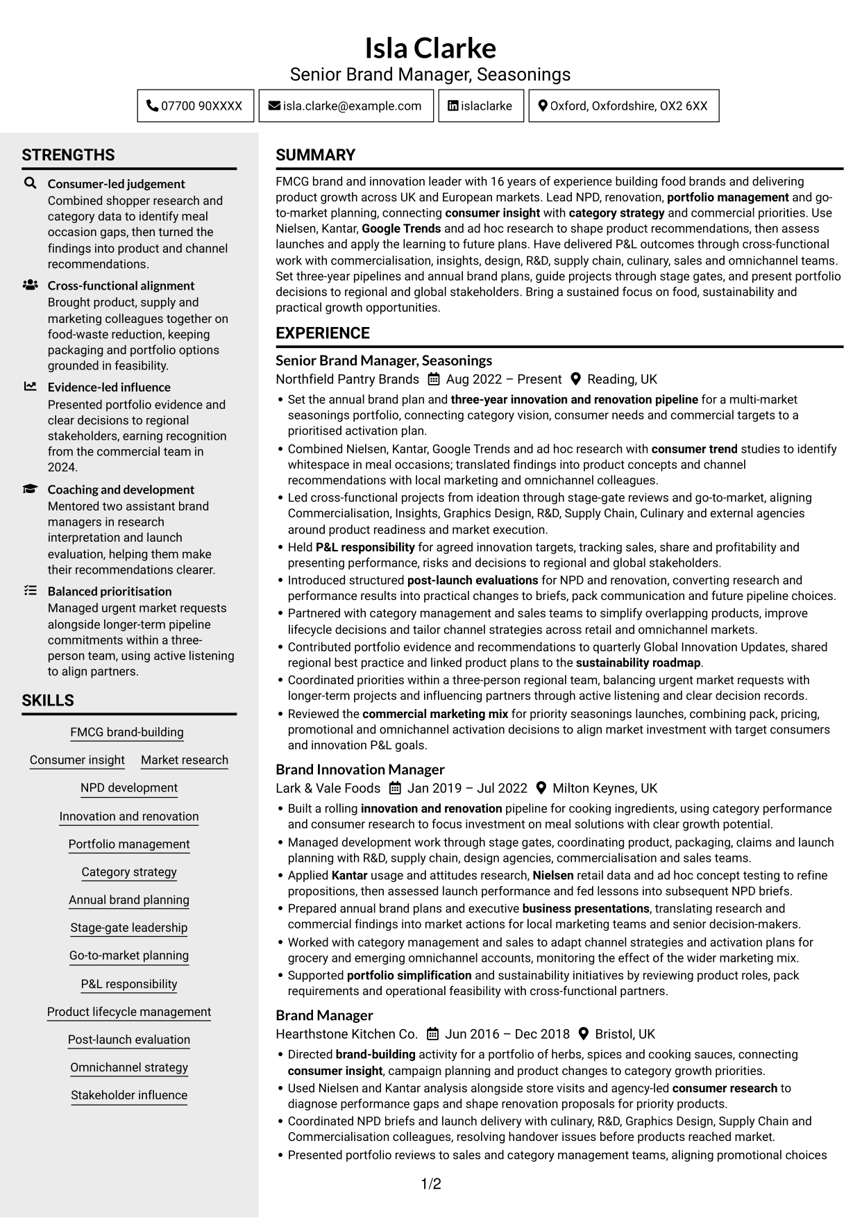 CV example — page 1