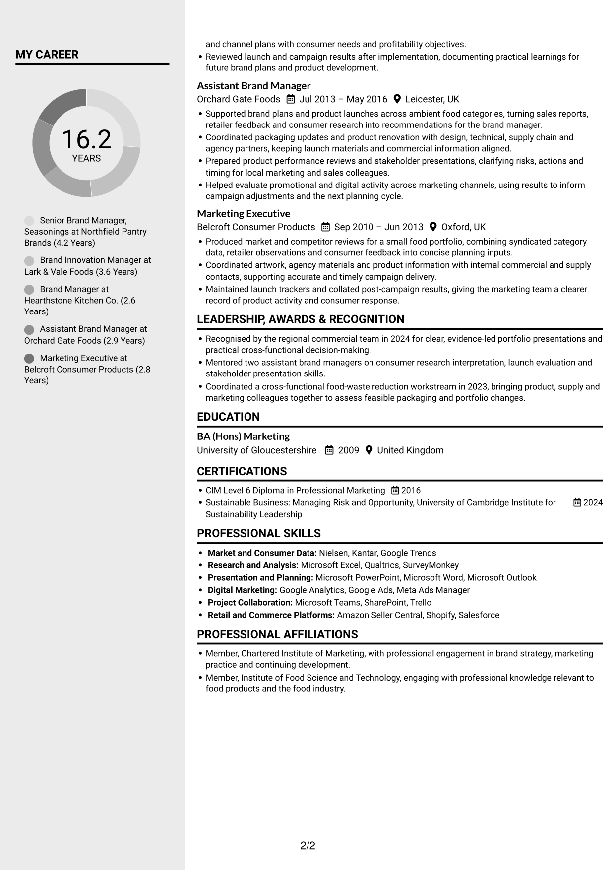 CV example — page 2