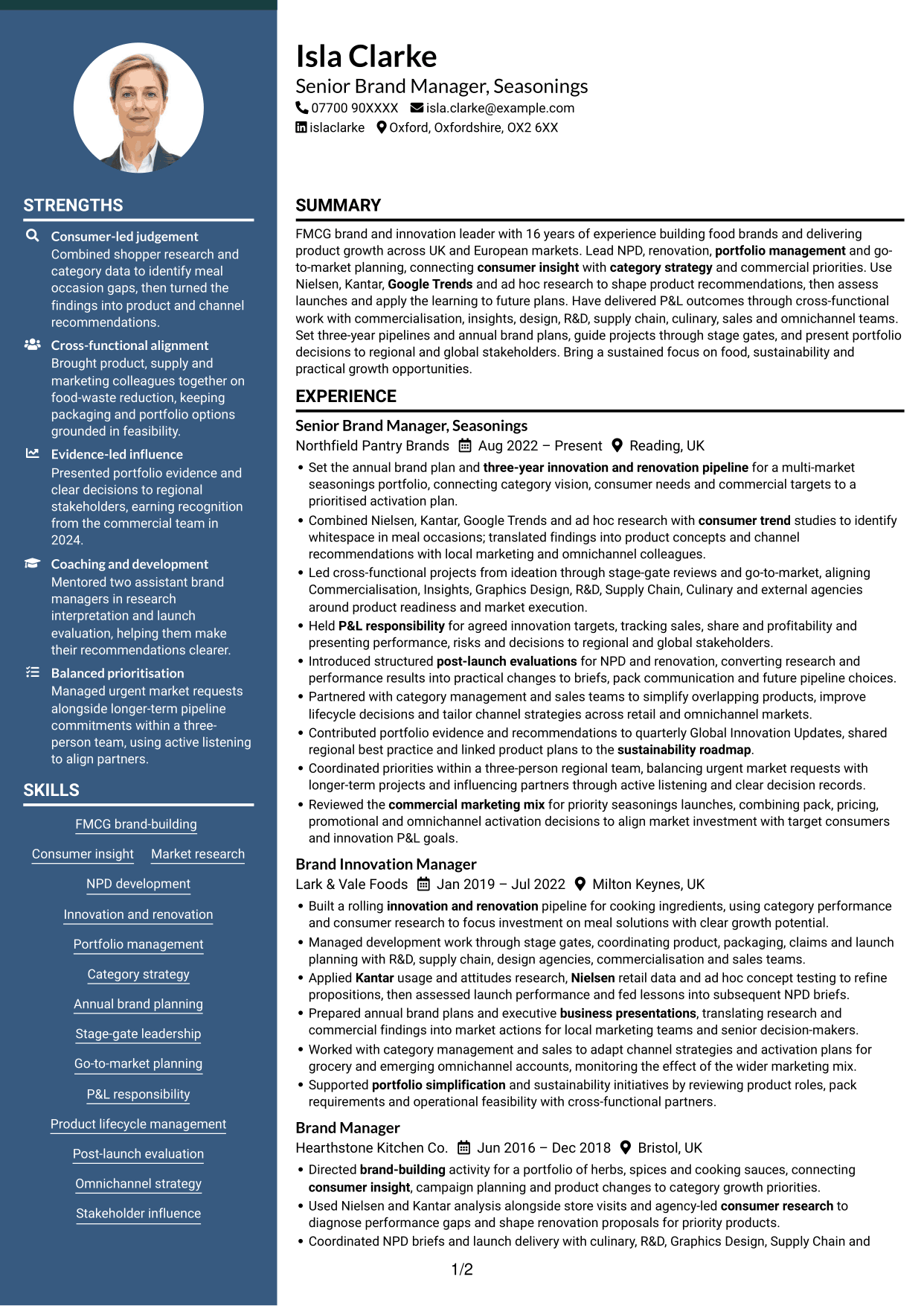 CV example — page 1