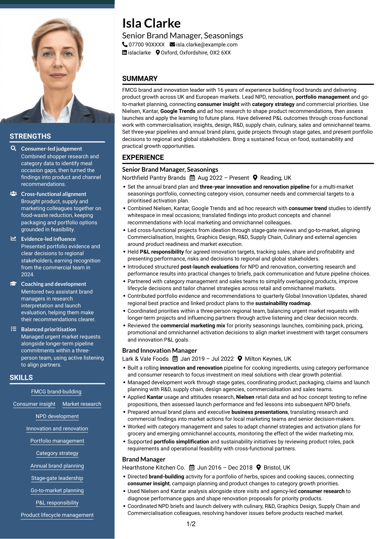 CV example — page 1