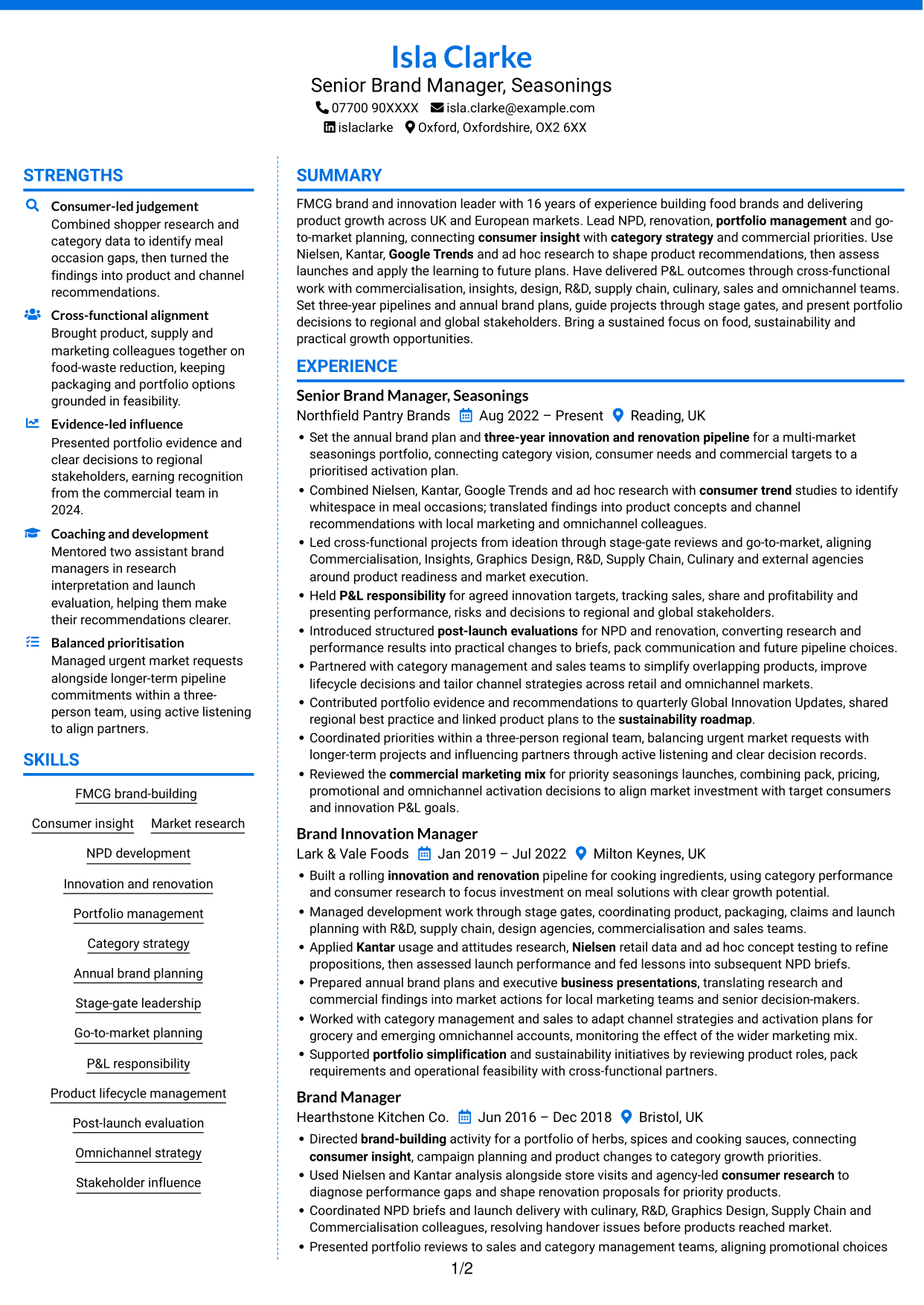 CV example — page 1
