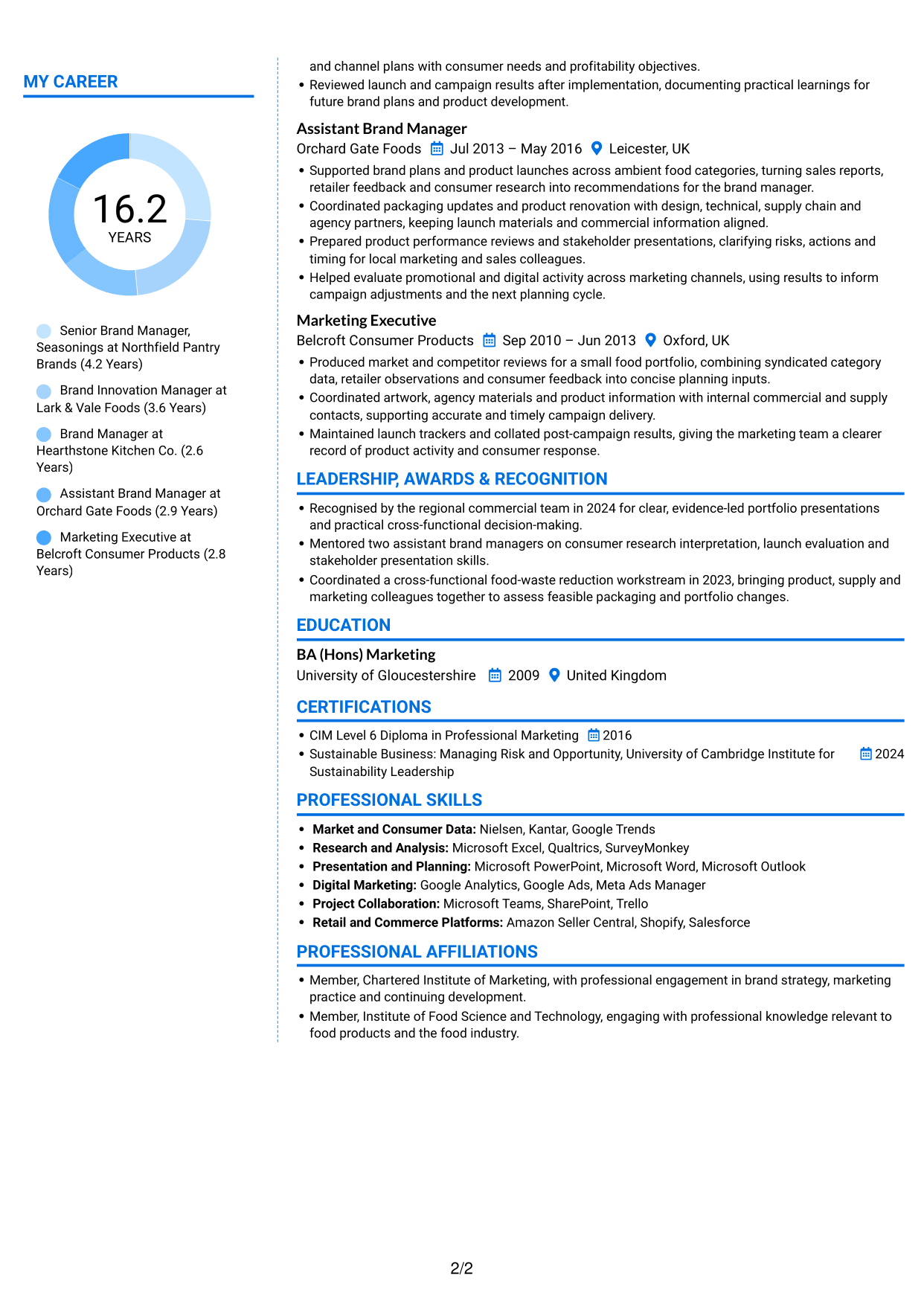 CV example — page 2
