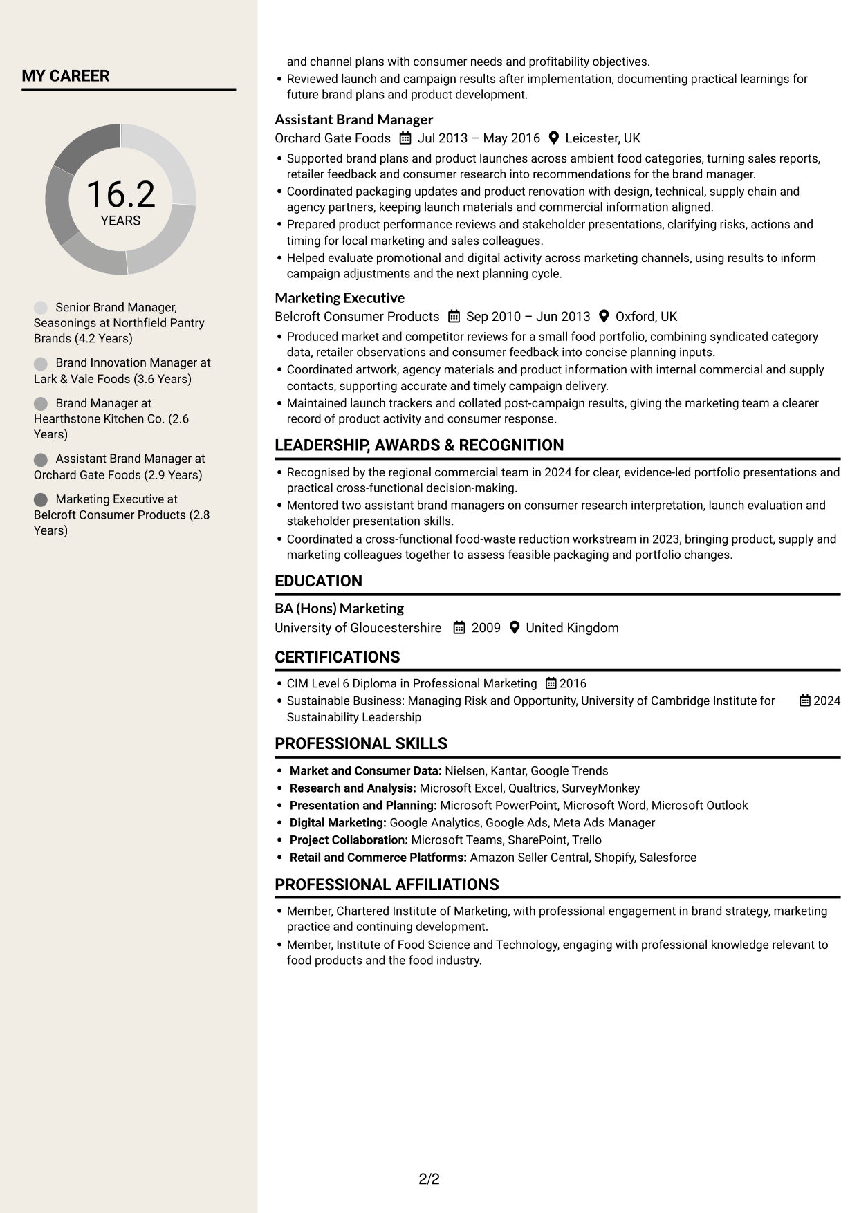 CV example — page 2