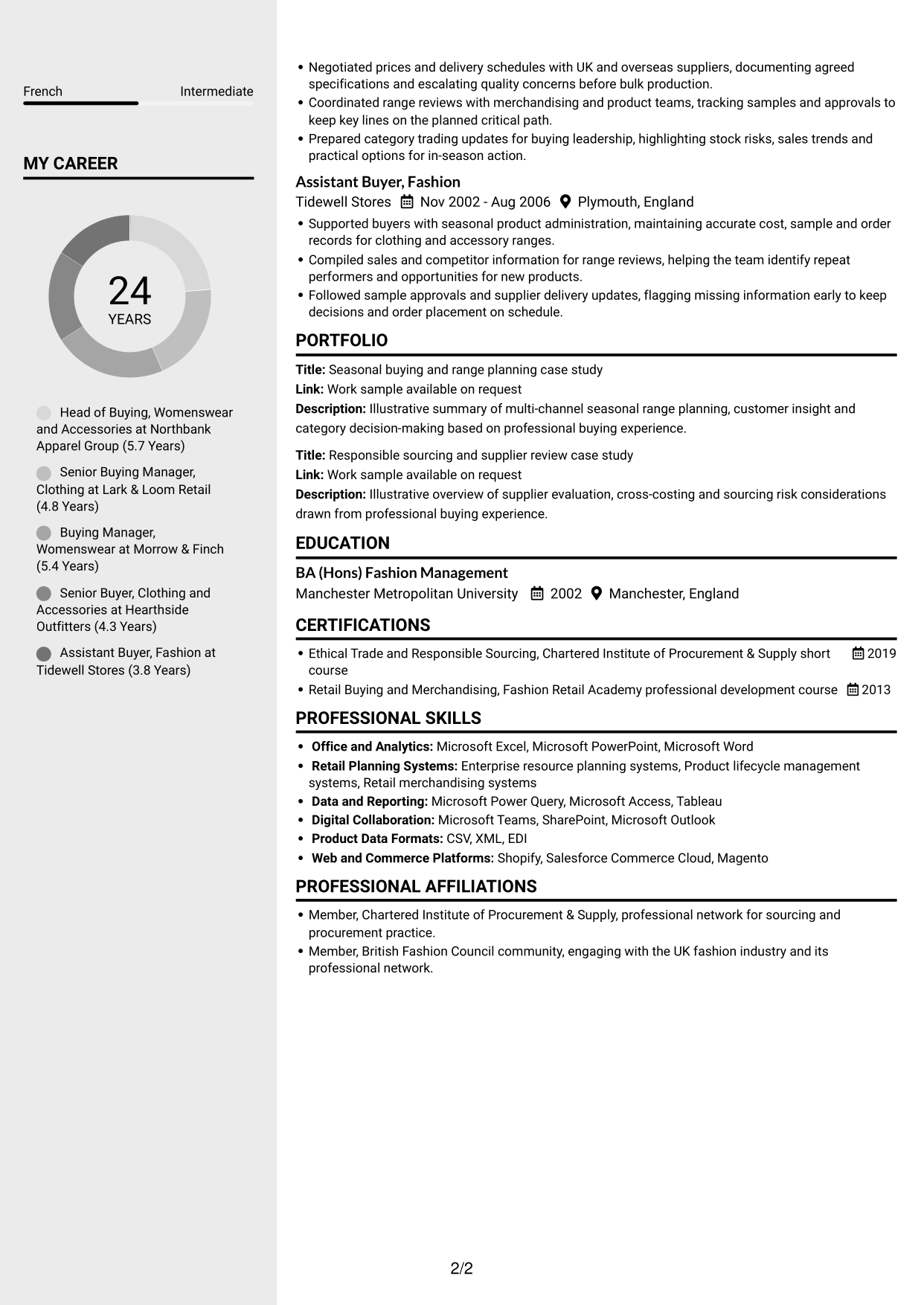 CV example — page 2