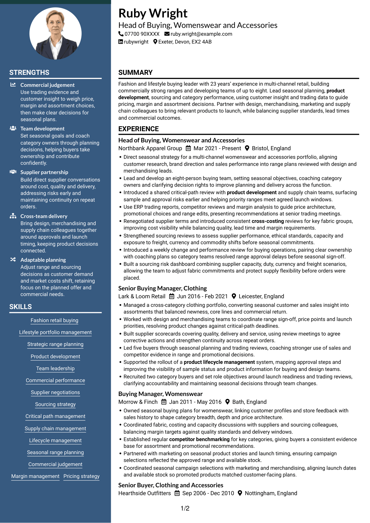 CV example — page 1