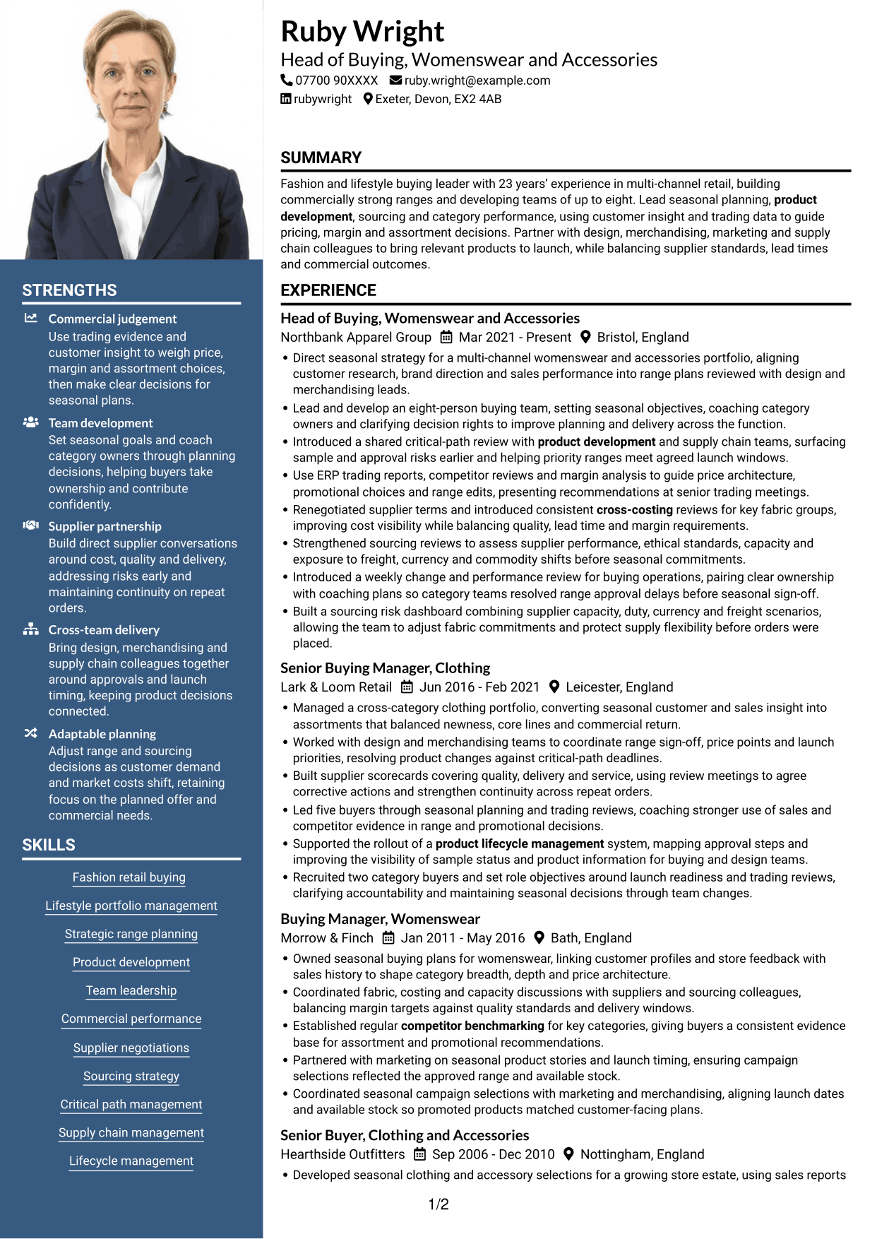 CV example — page 1