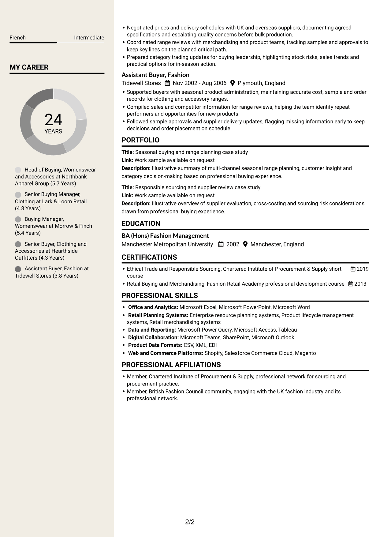 CV example — page 2