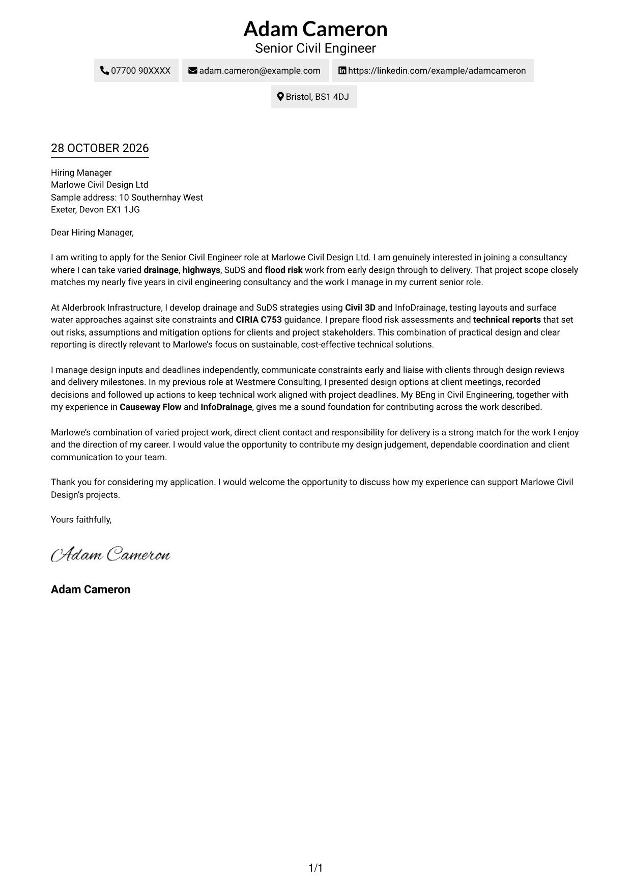 Cover letter example — page 1