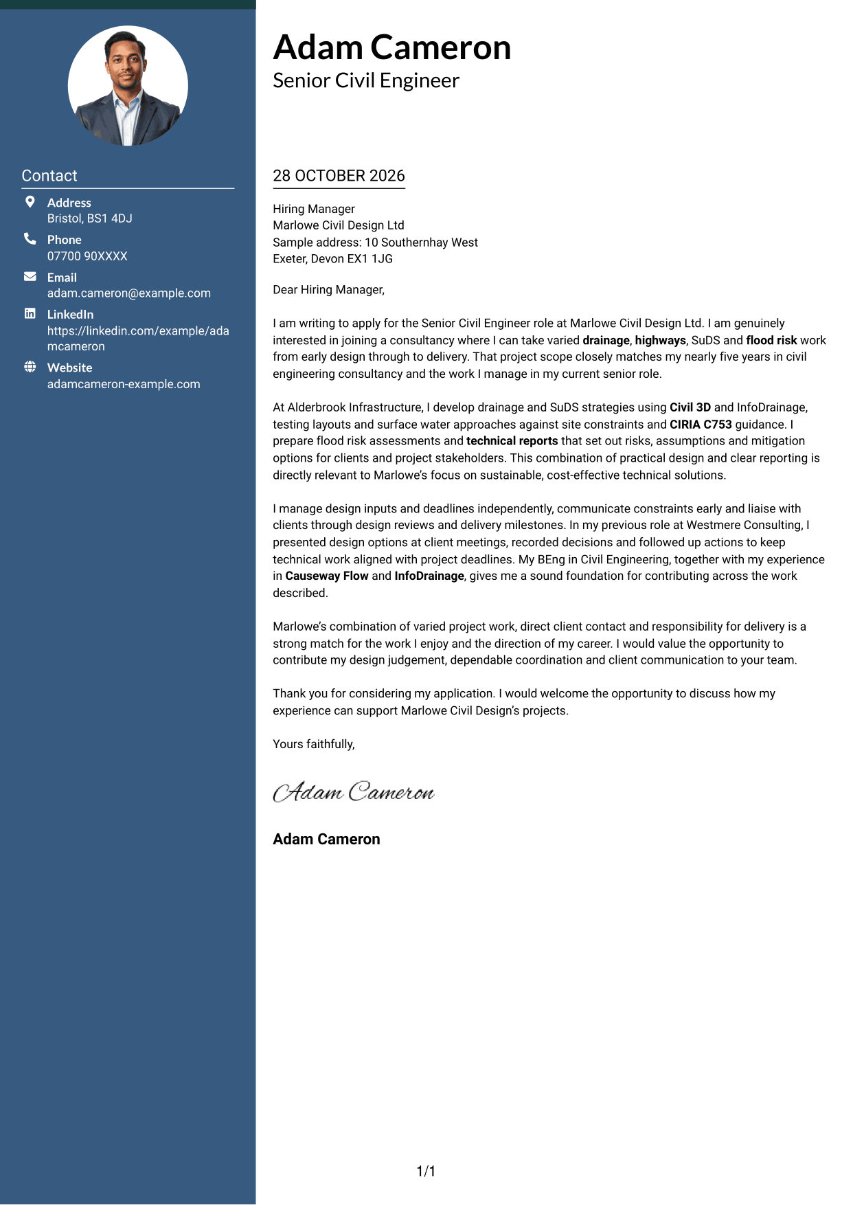 Cover letter example — page 1