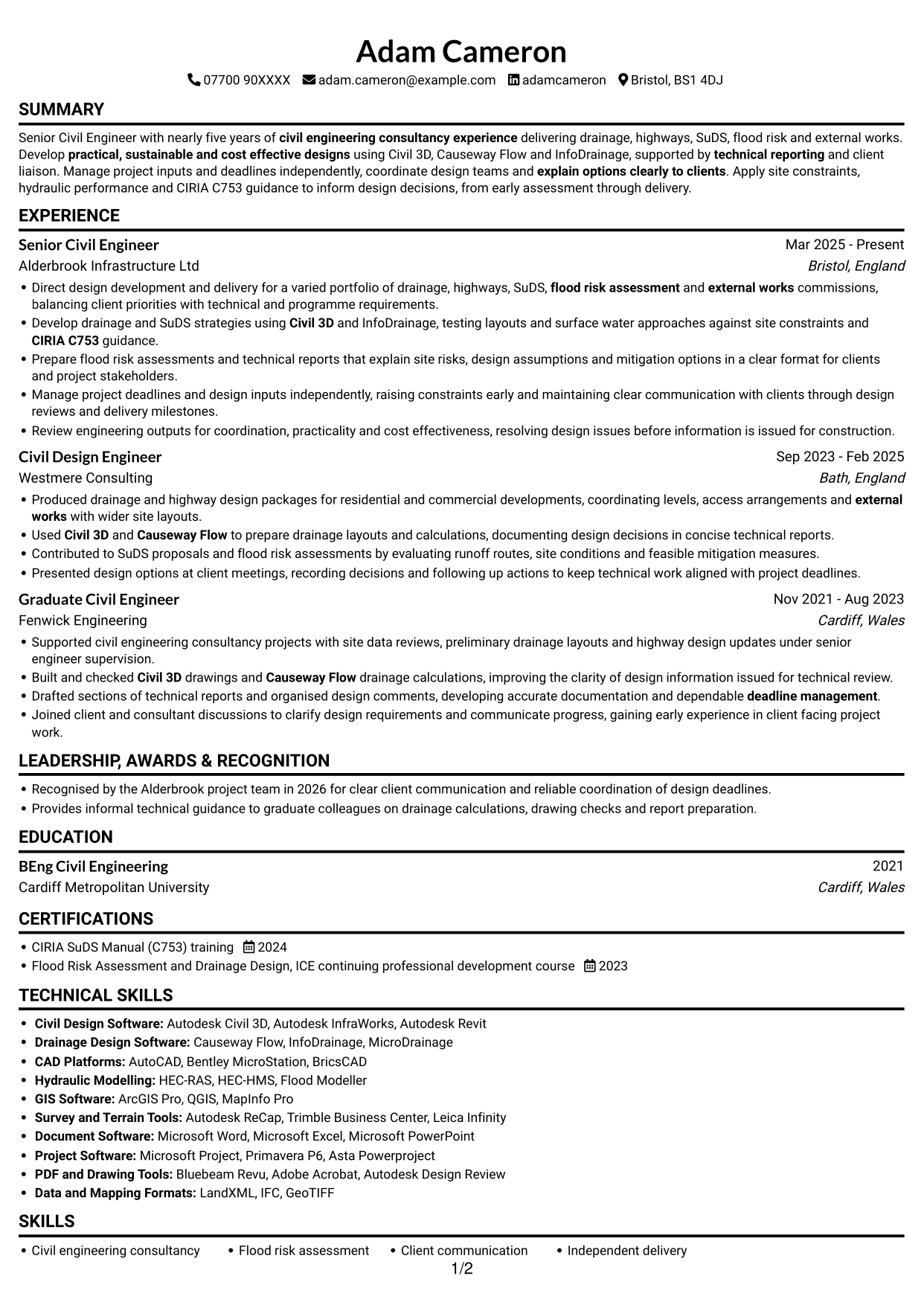 CV example — page 1