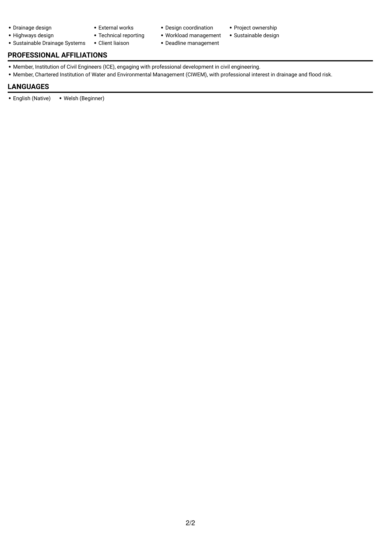 CV example — page 2