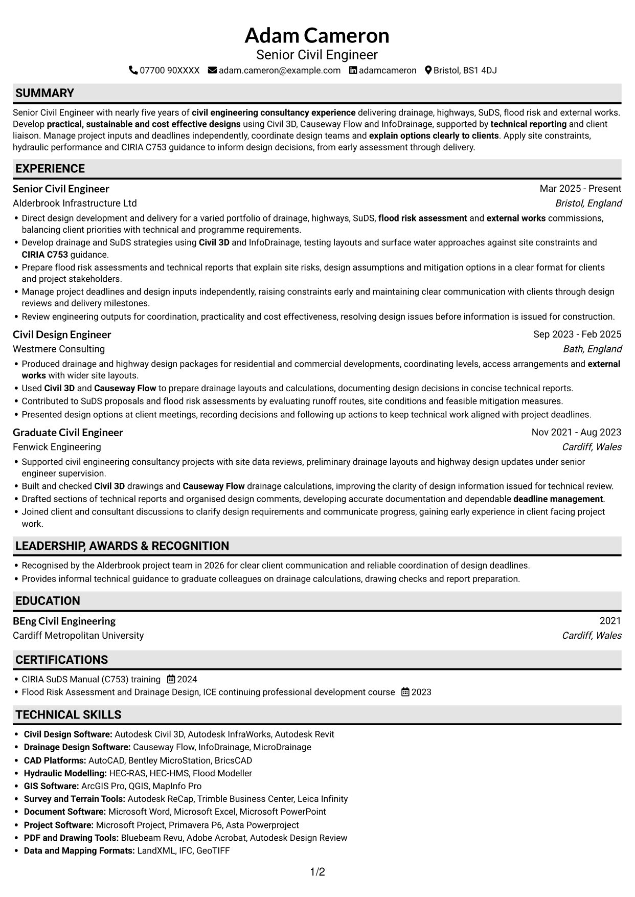 CV example — page 1